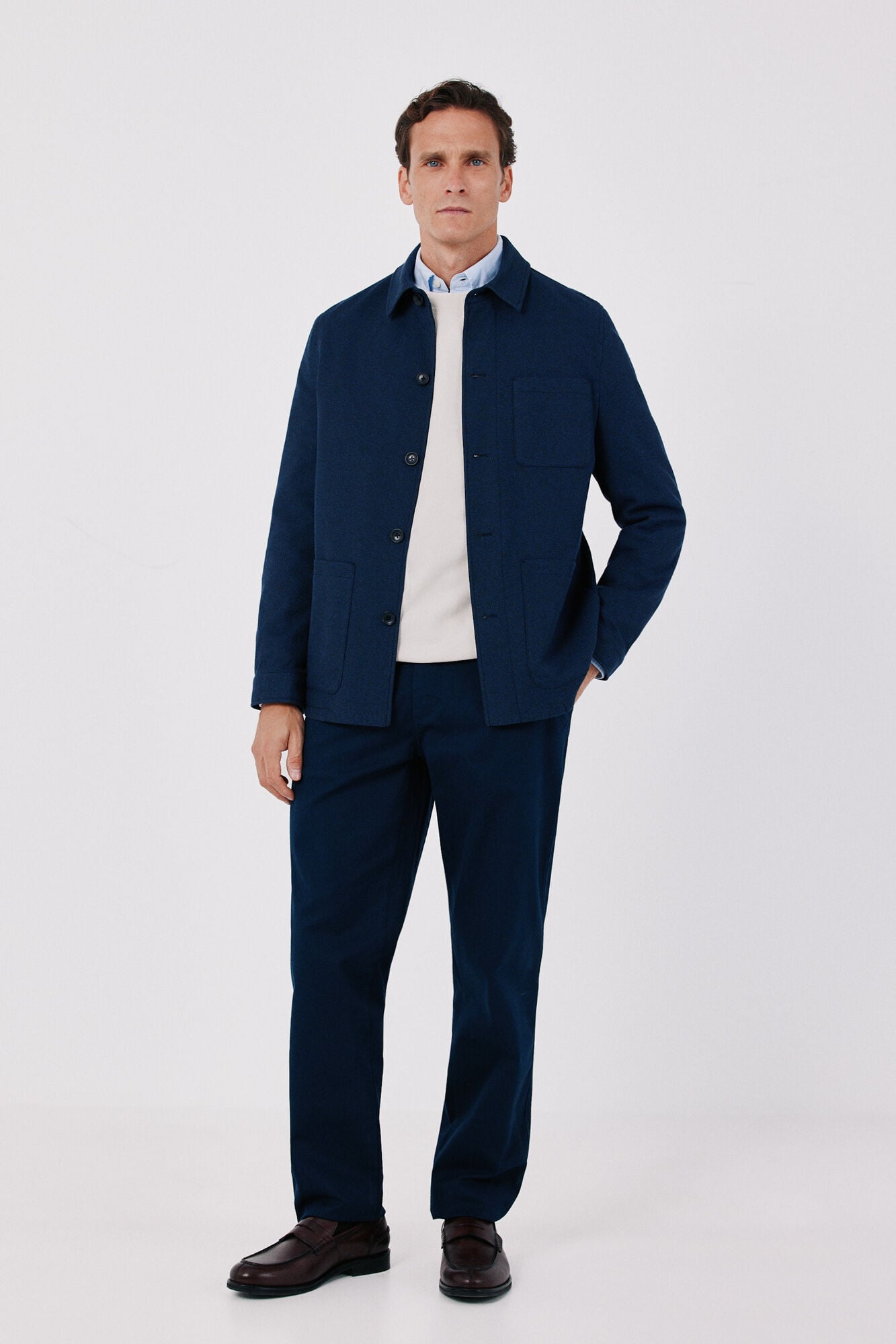 Cortefiel Navy knit overshirt