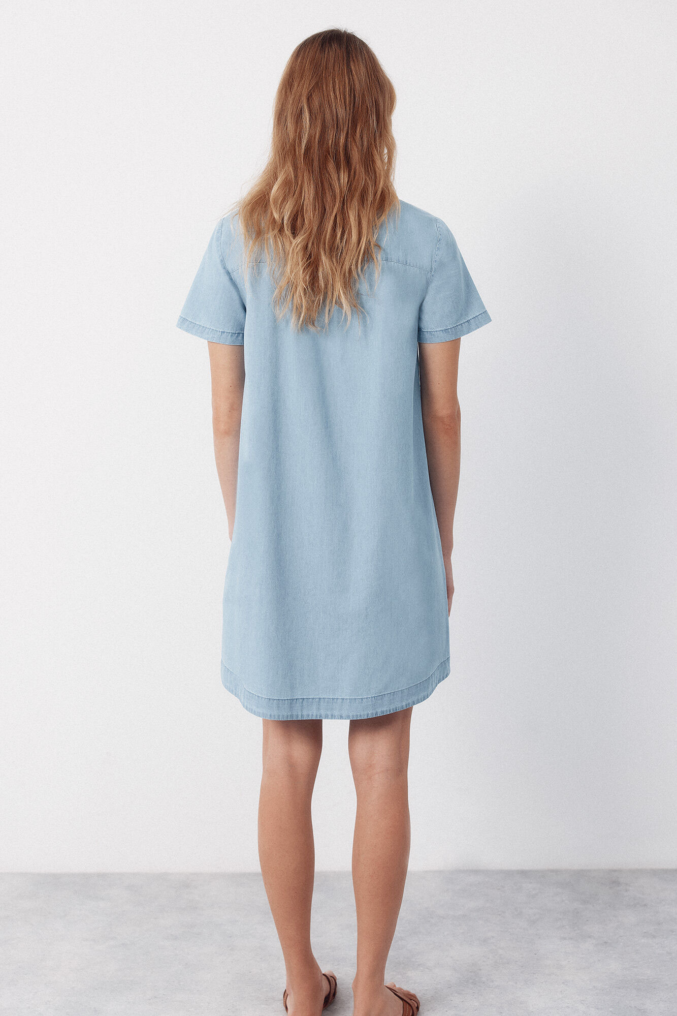 Cortefiel Embroidered dress Blue