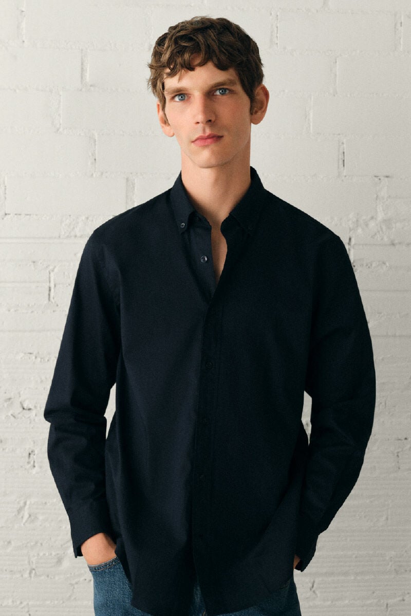 Cortefiel Camisa lisa em oxford leve
