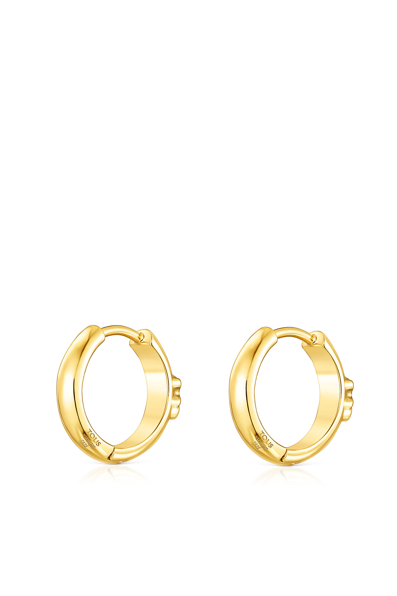 Tous TOUS Basics bear hoop earrings in siver plated with 18 kt gold Yellow