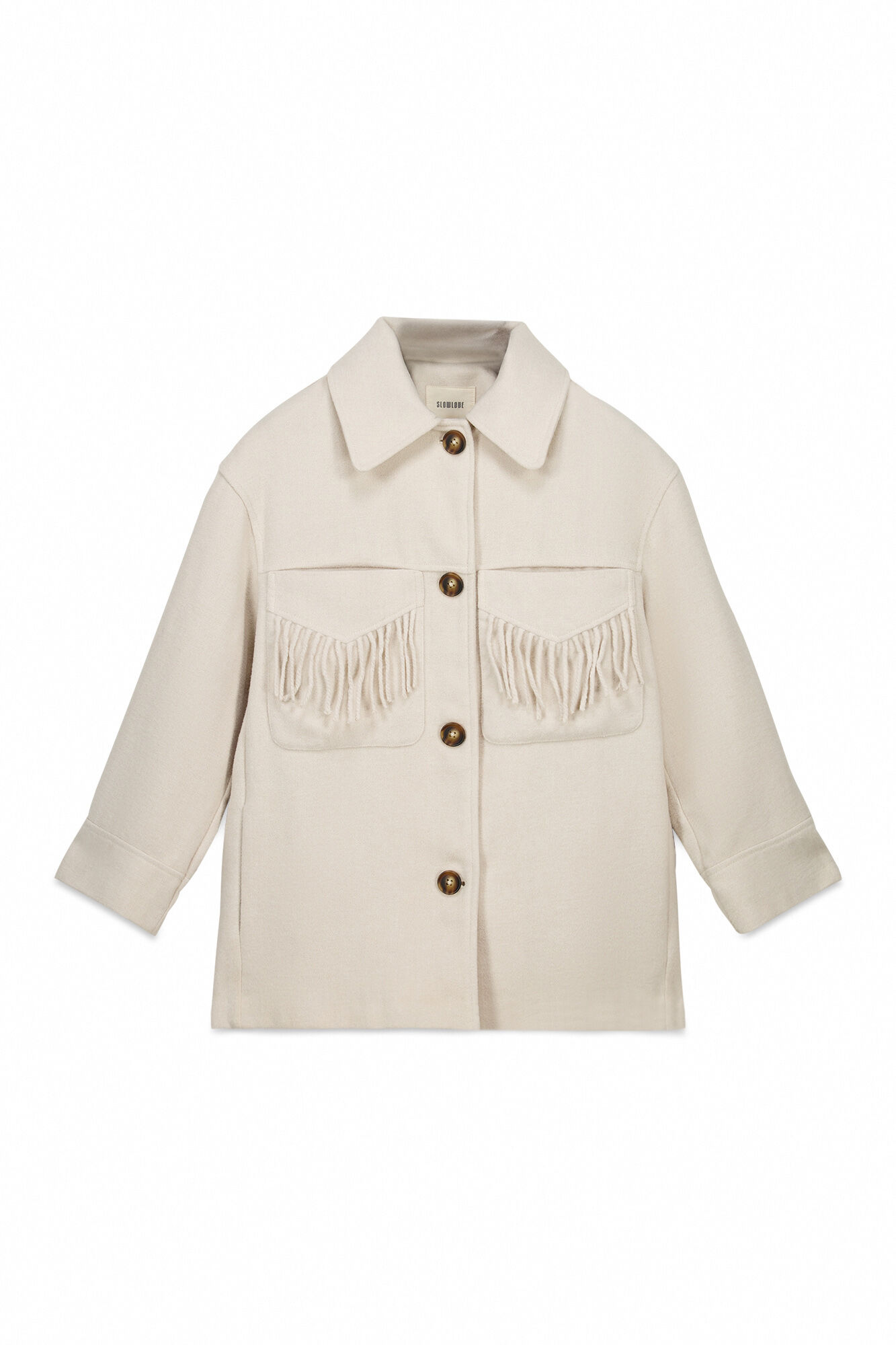 Slowlove Abrigo corto con flecos Beige