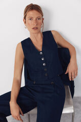 Cortefiel Chaleco Denim sastre Azul