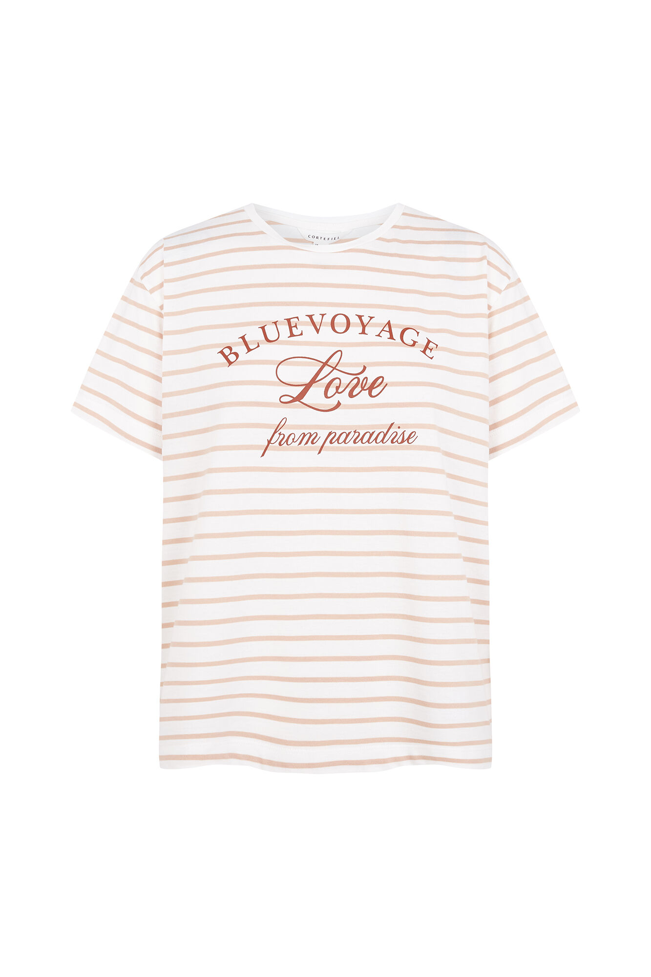 Cortefiel Striped print T-shirt Printed white
