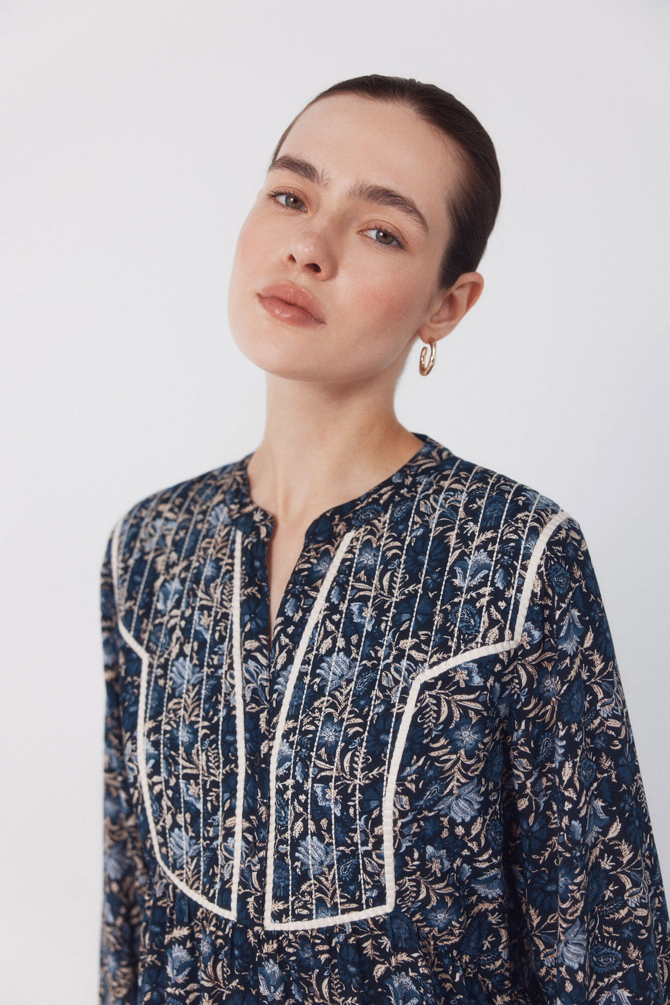 Cortefiel Fluid printed dress Printed blue