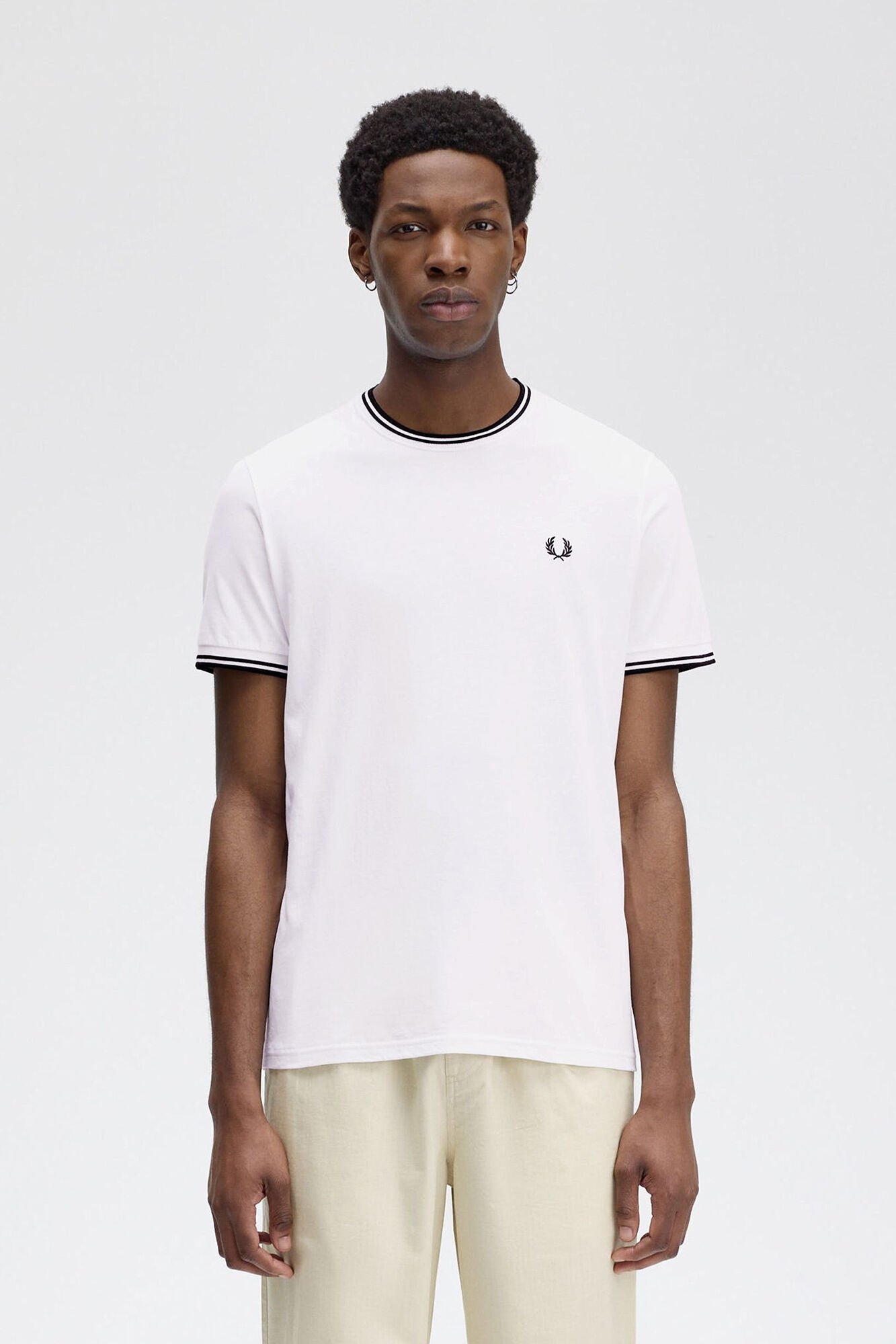 Fred Perry T-shirt masculina de manga curta  Branco