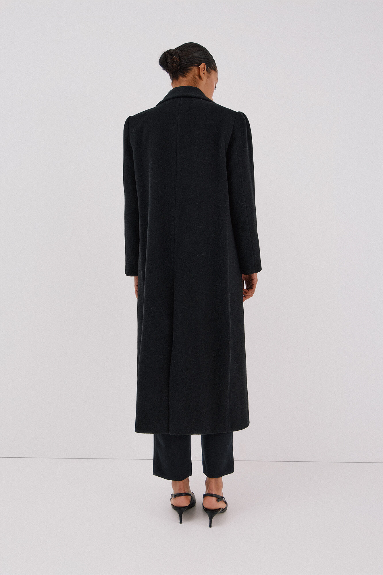 Cortefiel Long coat Italian fabric Black