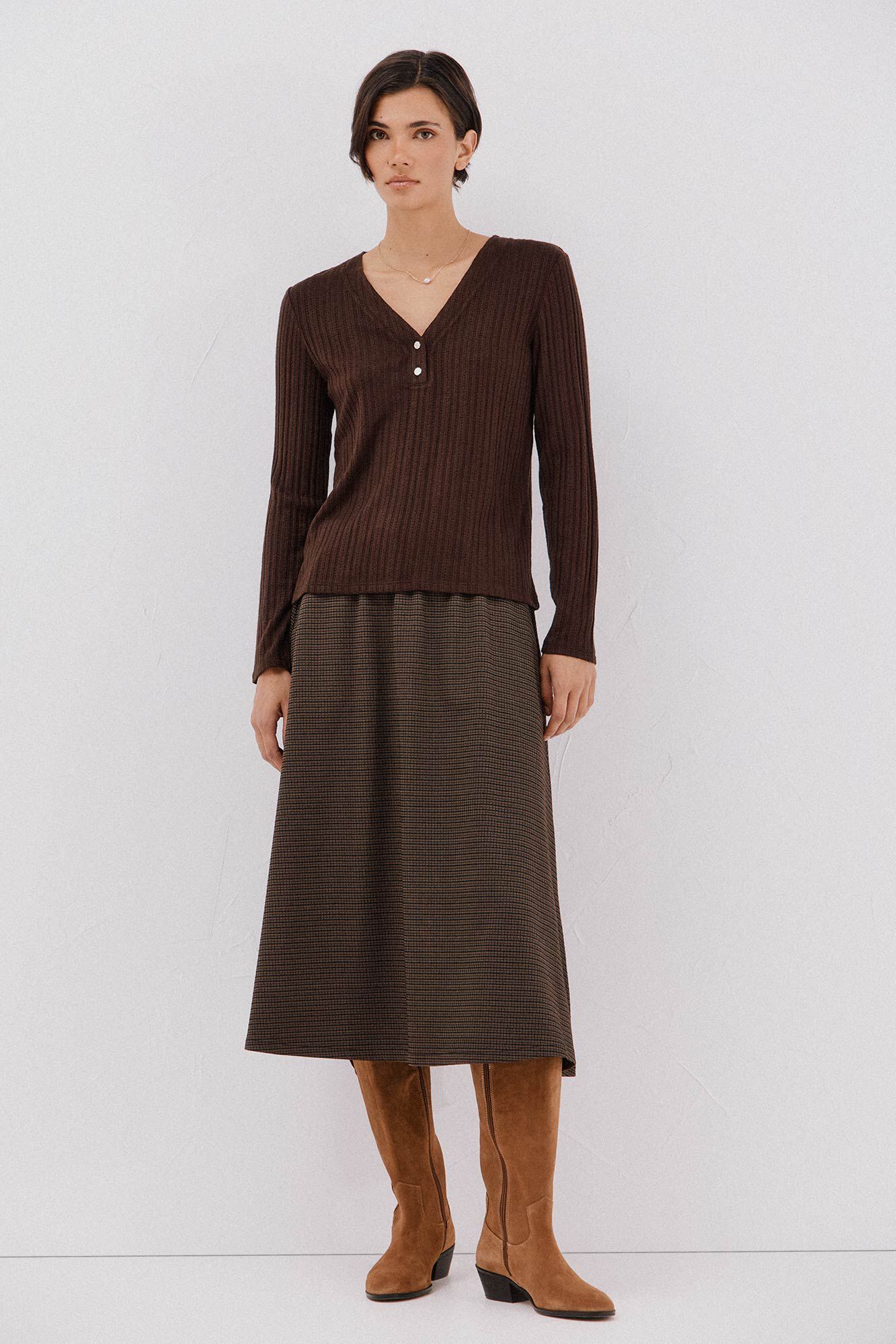 Cortefiel Baker's structured t-shirt Dark brown