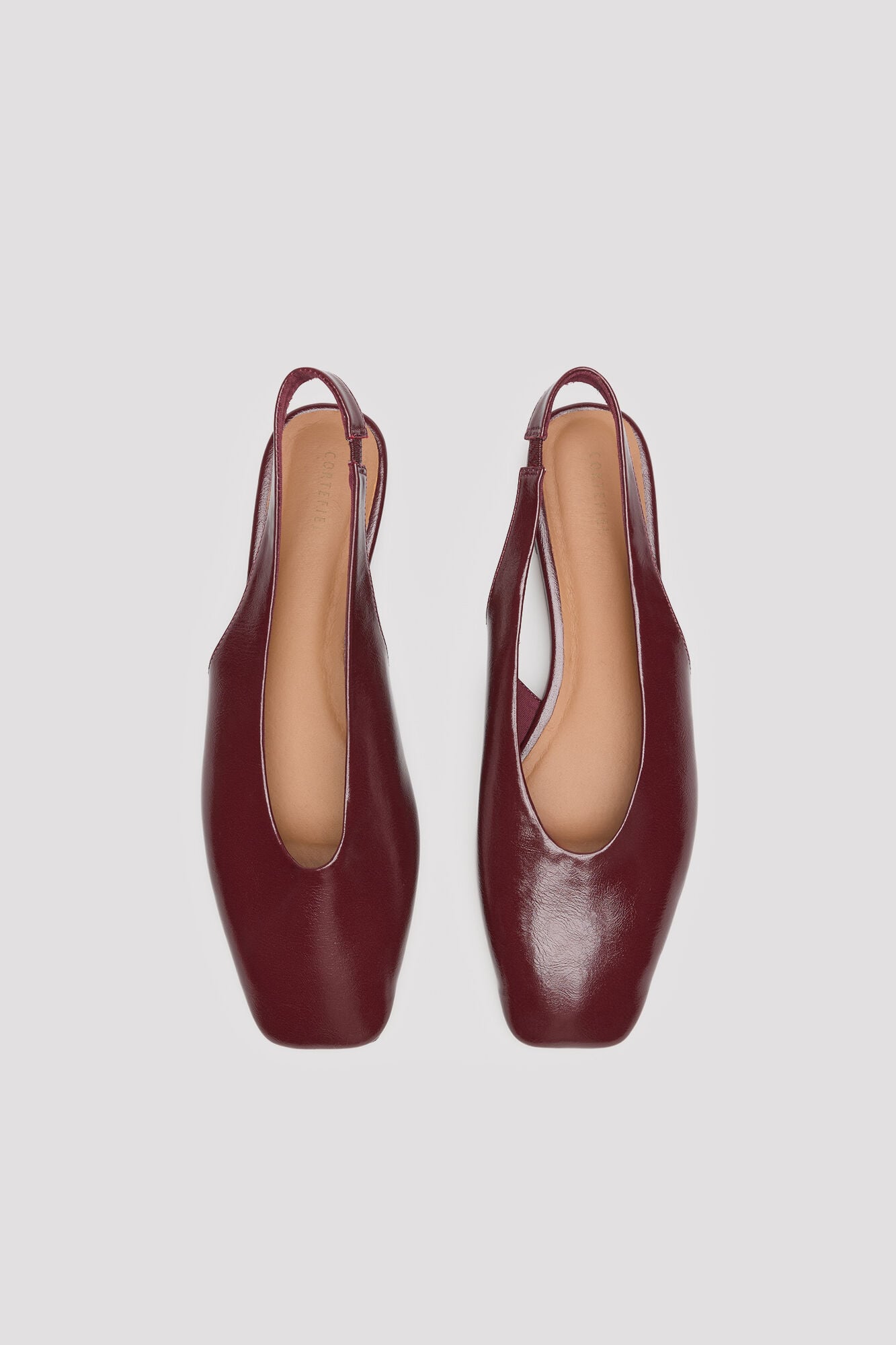 Cortefiel Square toe mule ballet flats Maroon