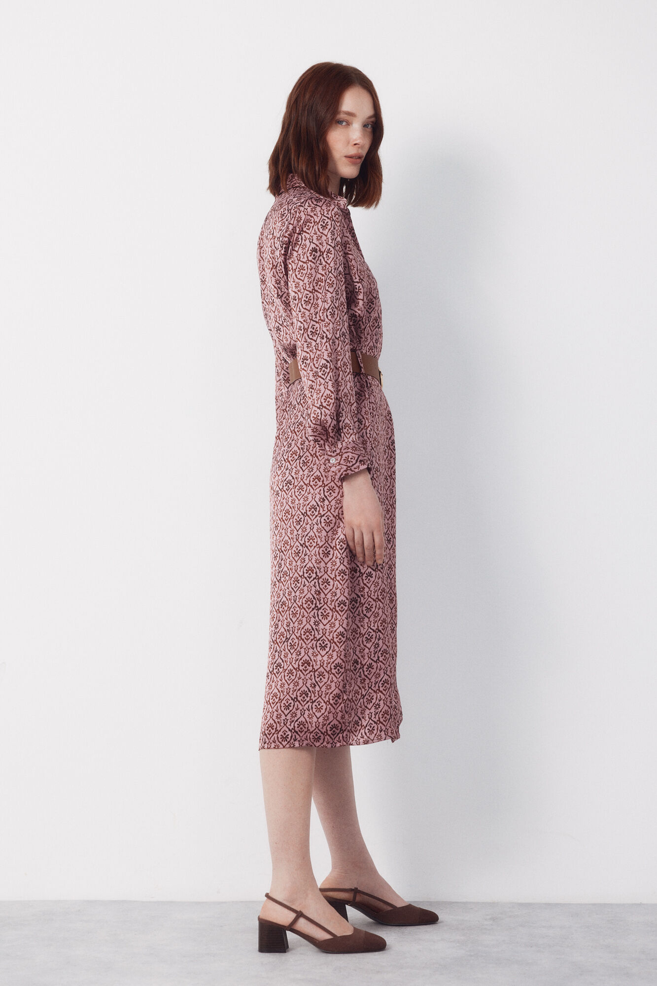 Cortefiel Satin shirt dress Printed purple