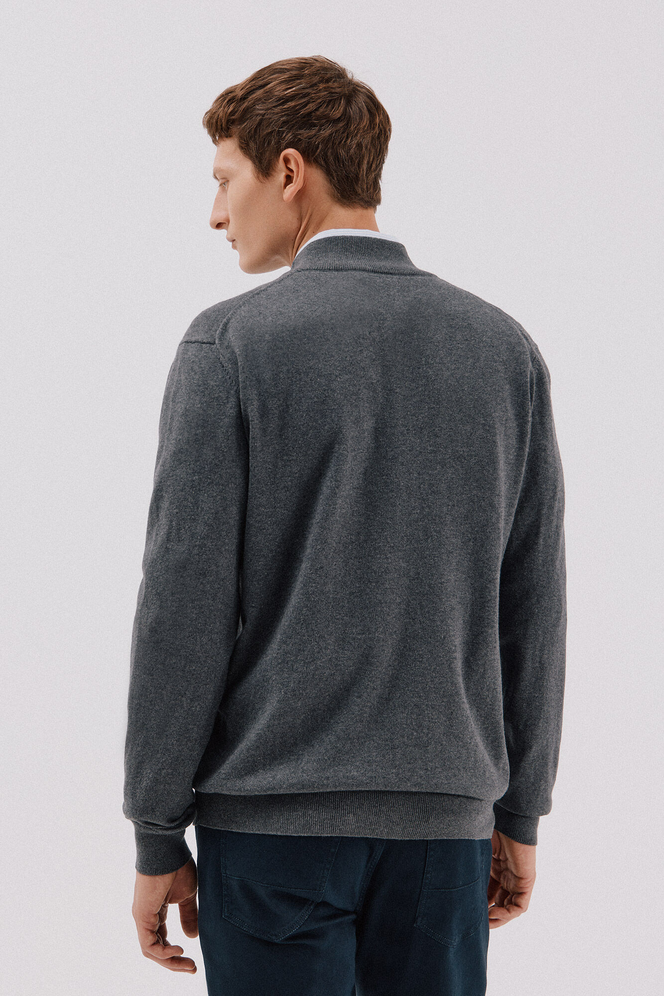 Cortefiel Cotton and cashmere cardigan  Grey