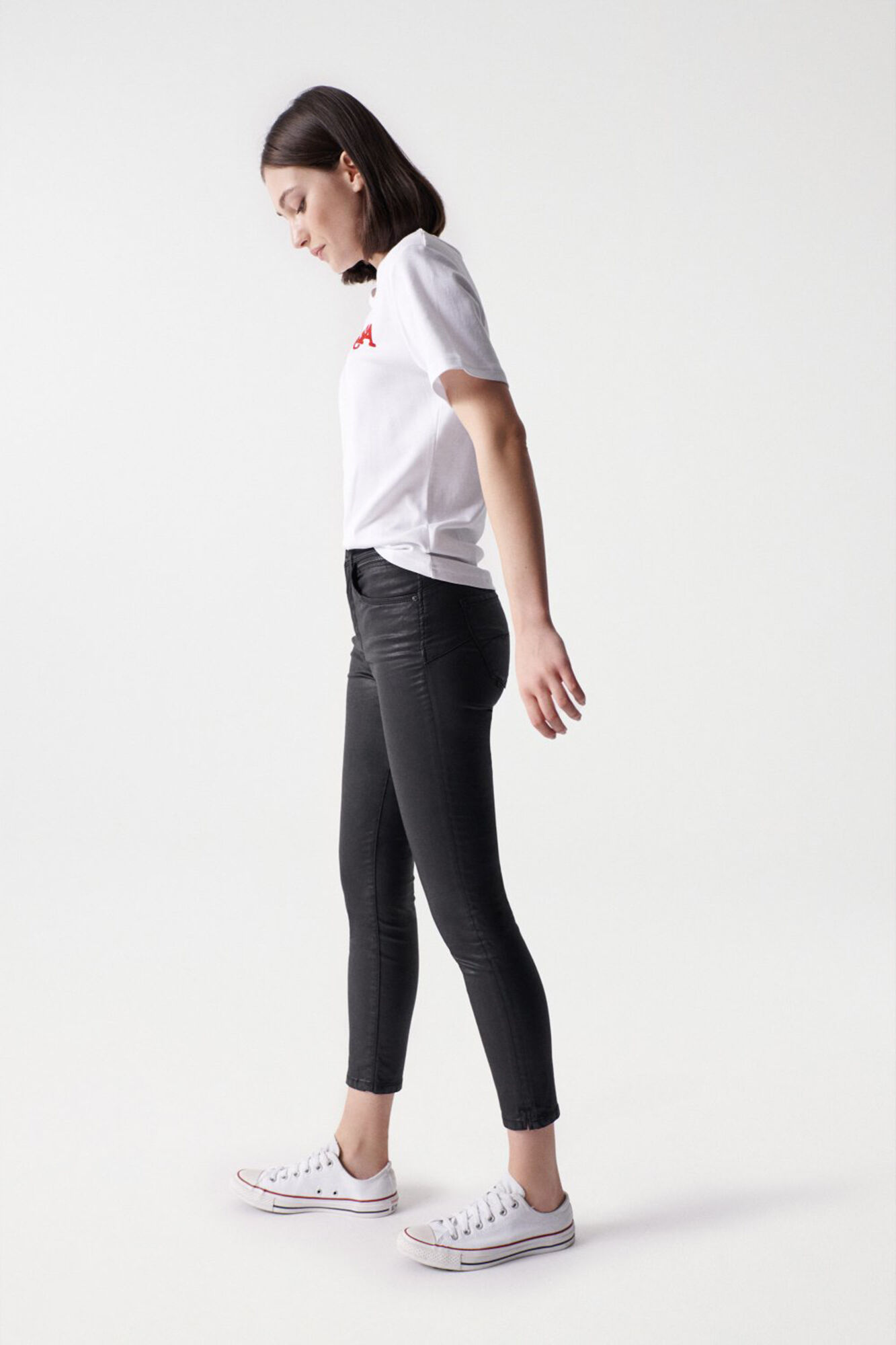 Salsa Jeans Faith cropped push-in jeans with a coating effect Black