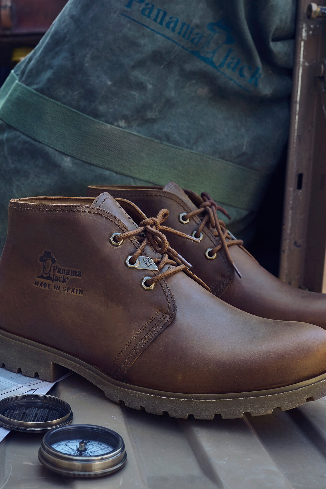 Panama Jack Botim de homem em pele napa Castanho