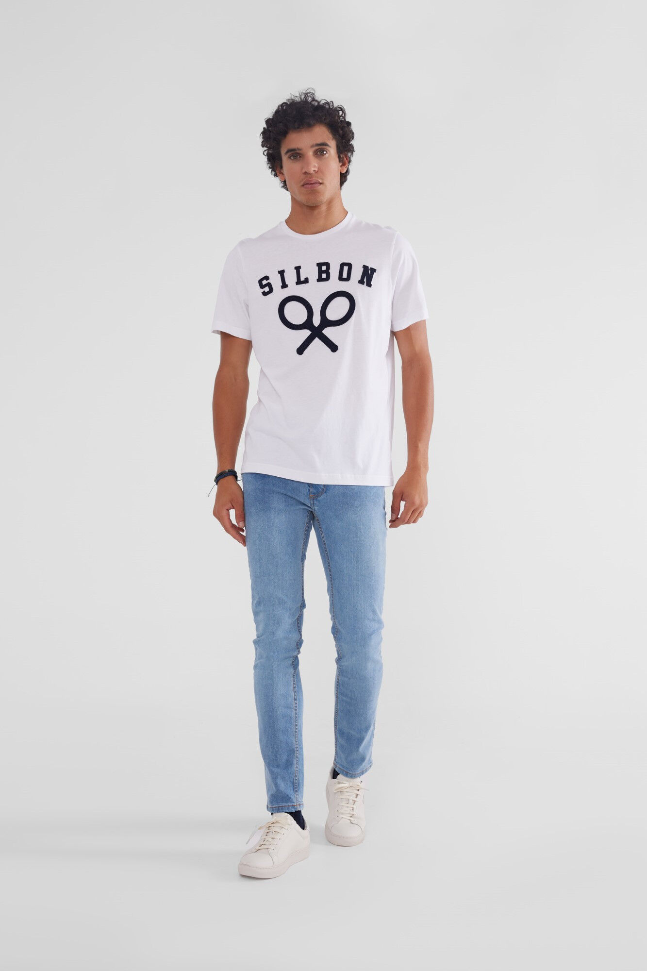Silbon White racket branding T-shirt White
