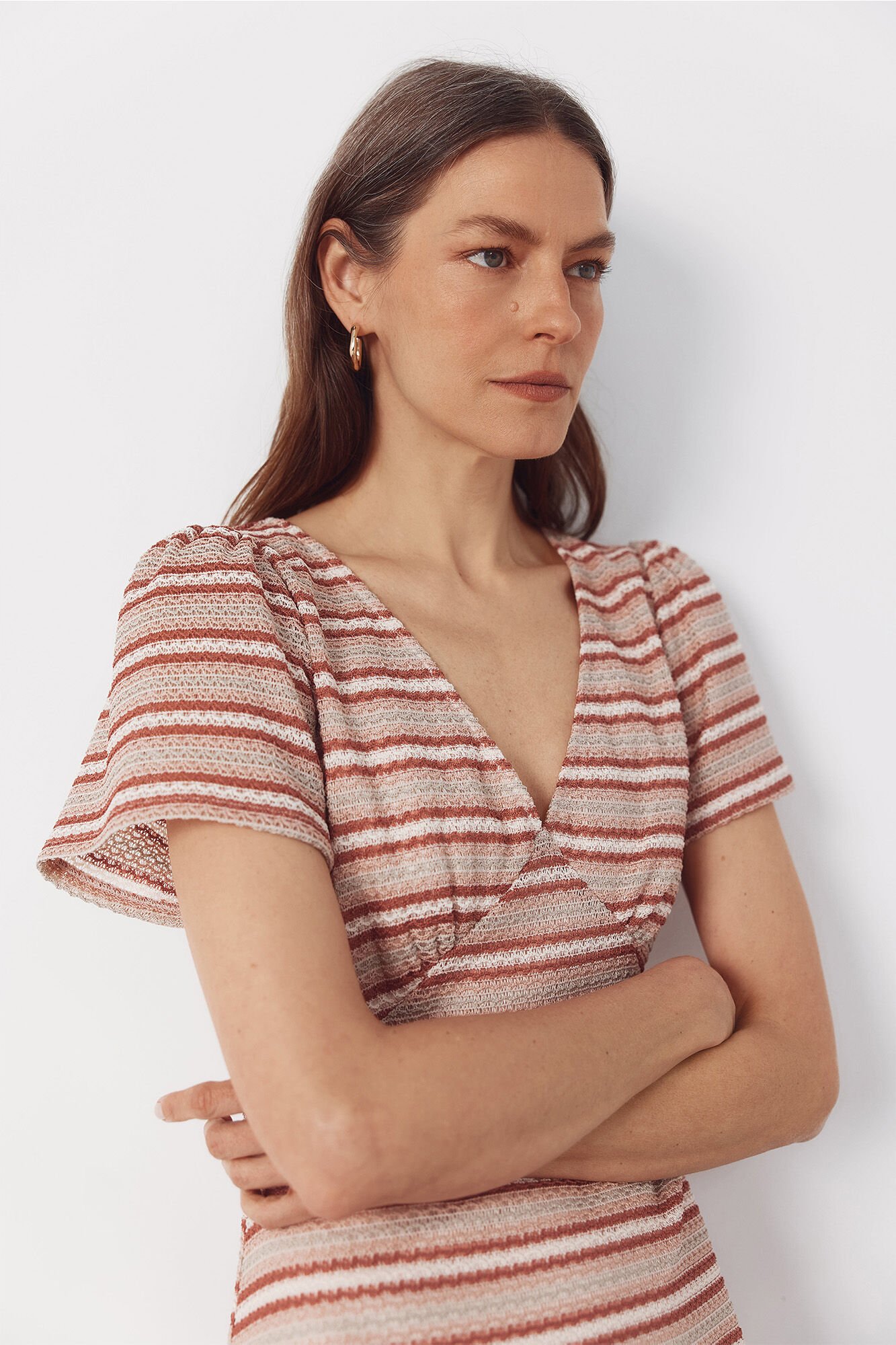 Cortefiel Striped structured dress Multicolour