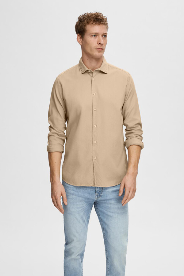 Cortefiel Camisa de manga comprida confecionada com algodão orgânico Cinzento