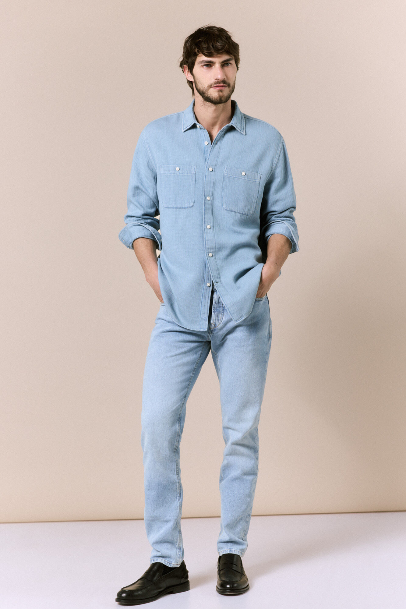 OOTO Camisa manga comprida em denim Azul