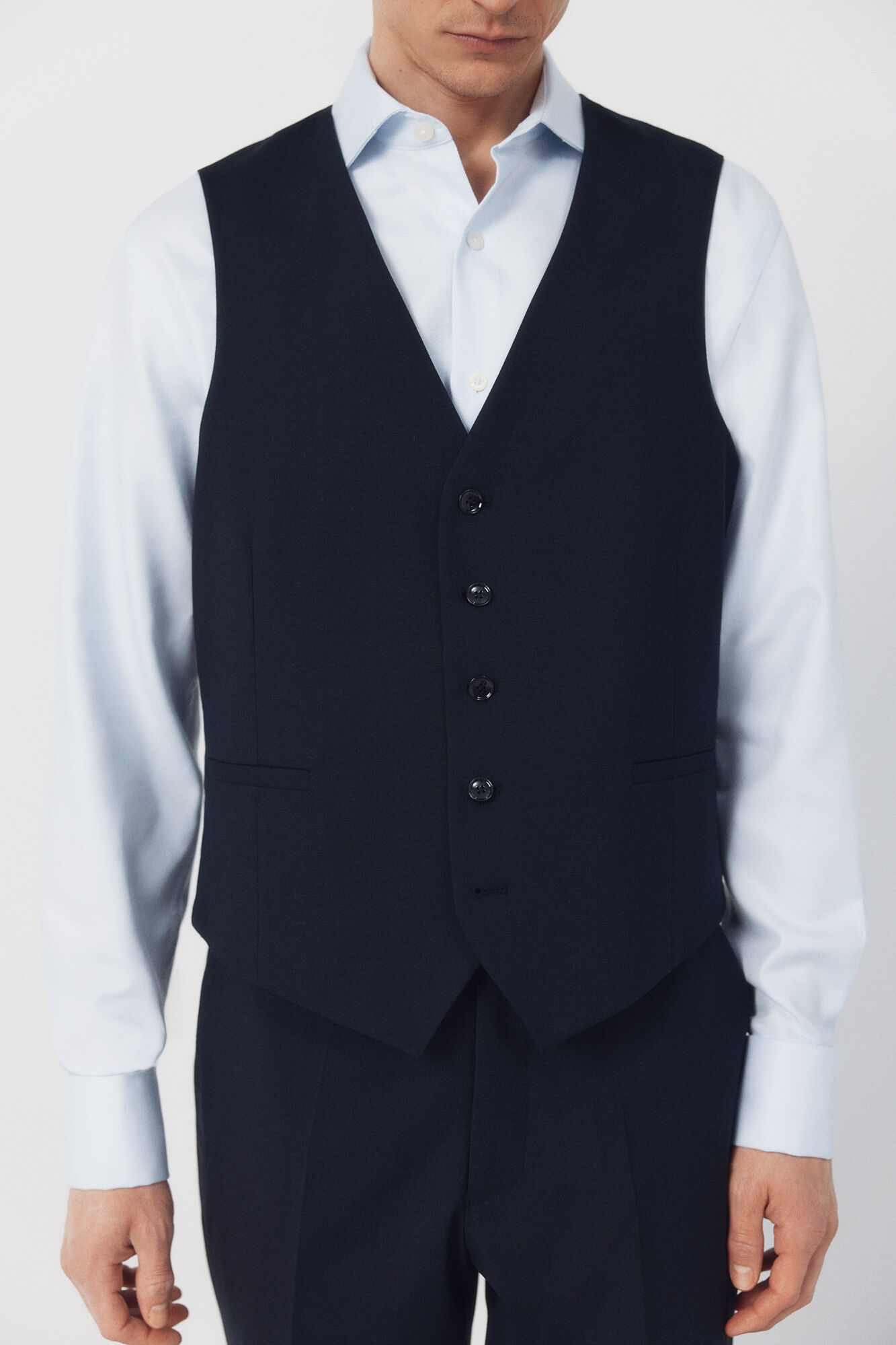 Cortefiel Dynamic blue plaid vest Navy