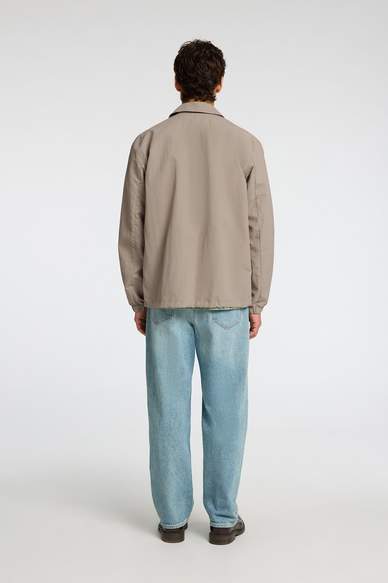 Selected Casaco curto com gola confeccionado com materiais reciclados Tostado