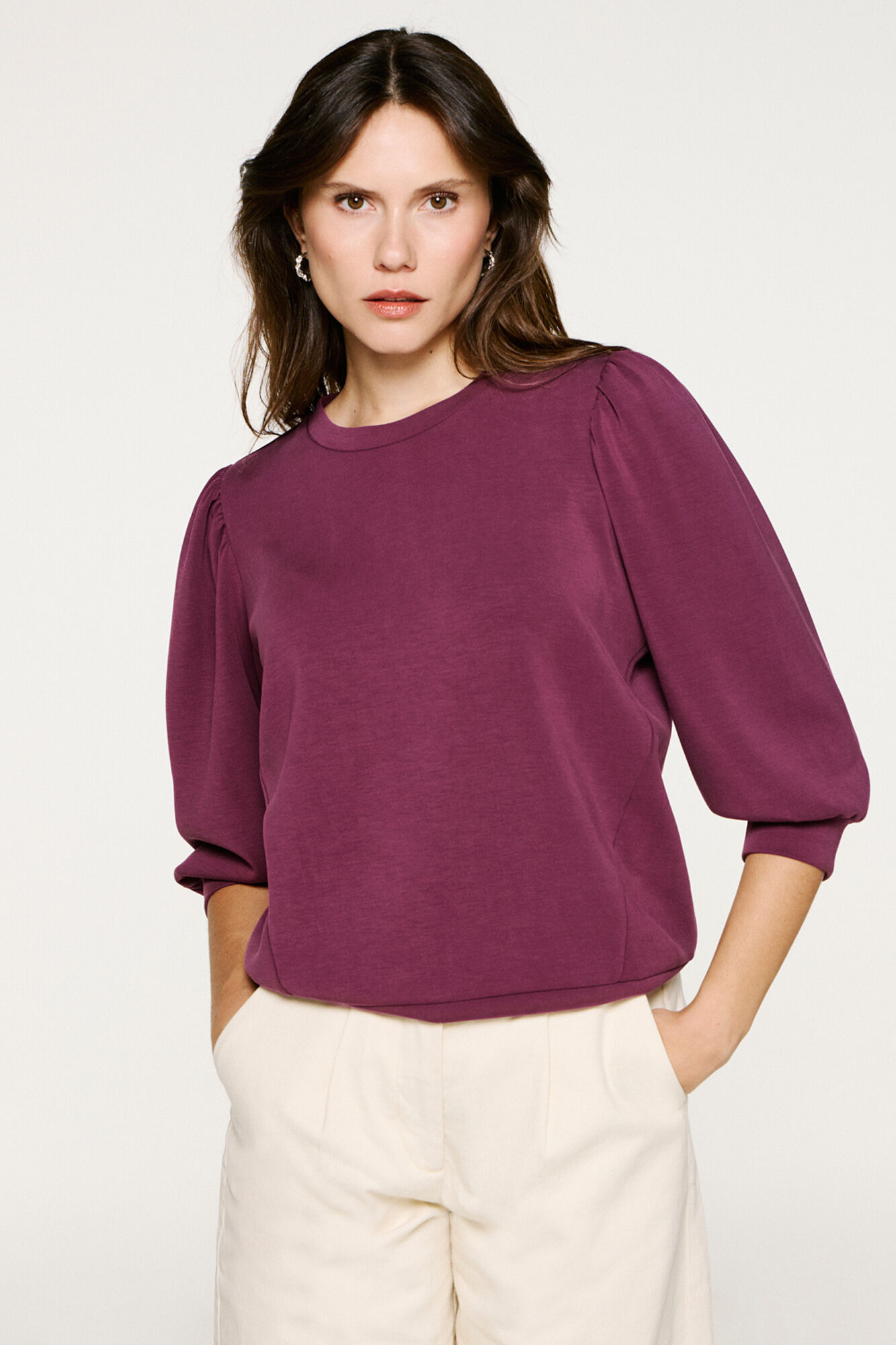 Selected Top manga bufante Roxo