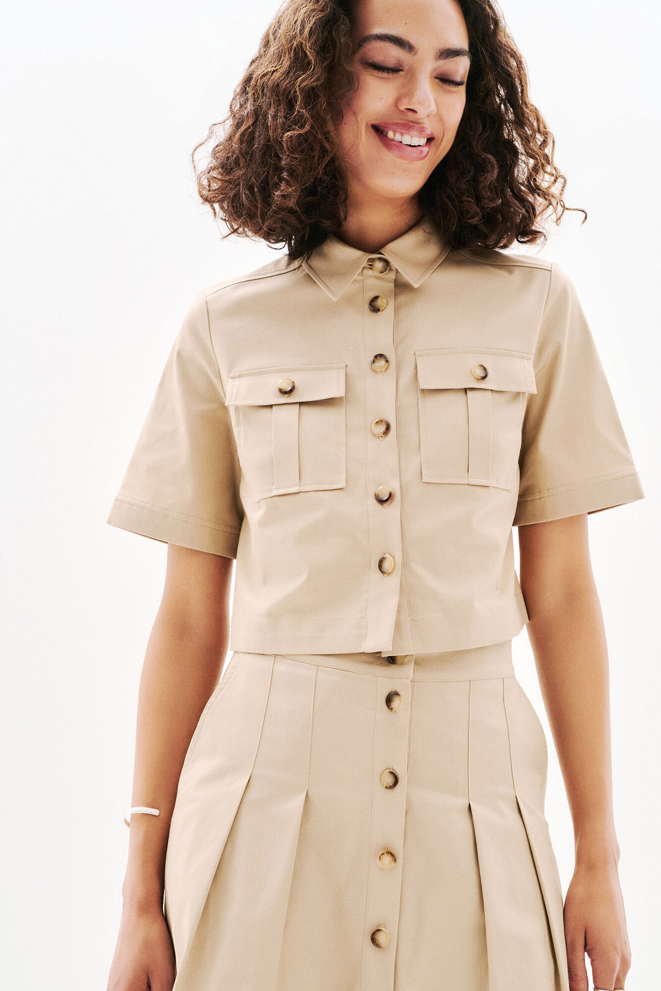 Caroll Linen skirt Beige