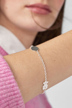 Cortefiel Silver chain bracelet with bear Gray