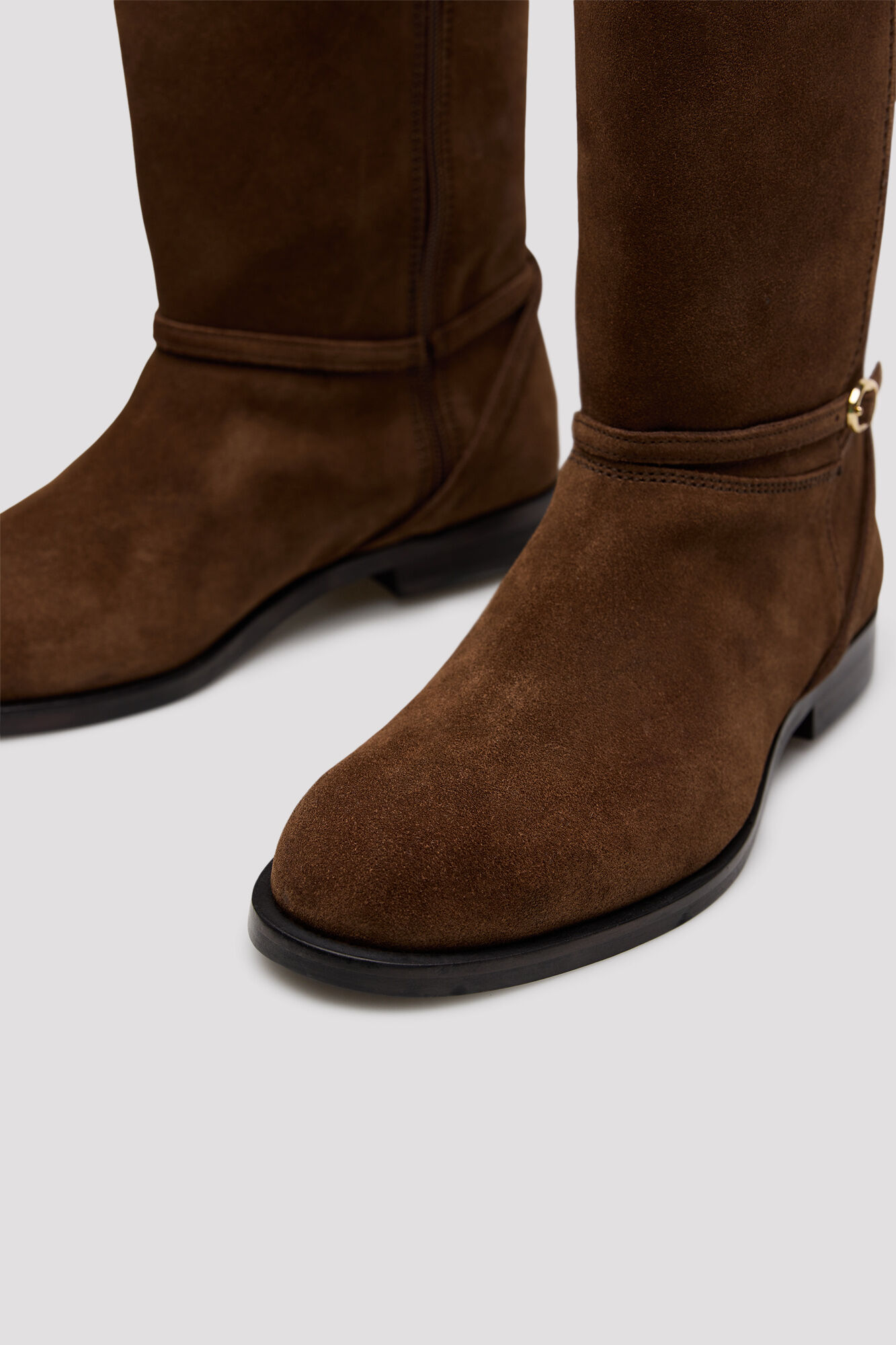 Cortefiel Leather buckle boot Brown