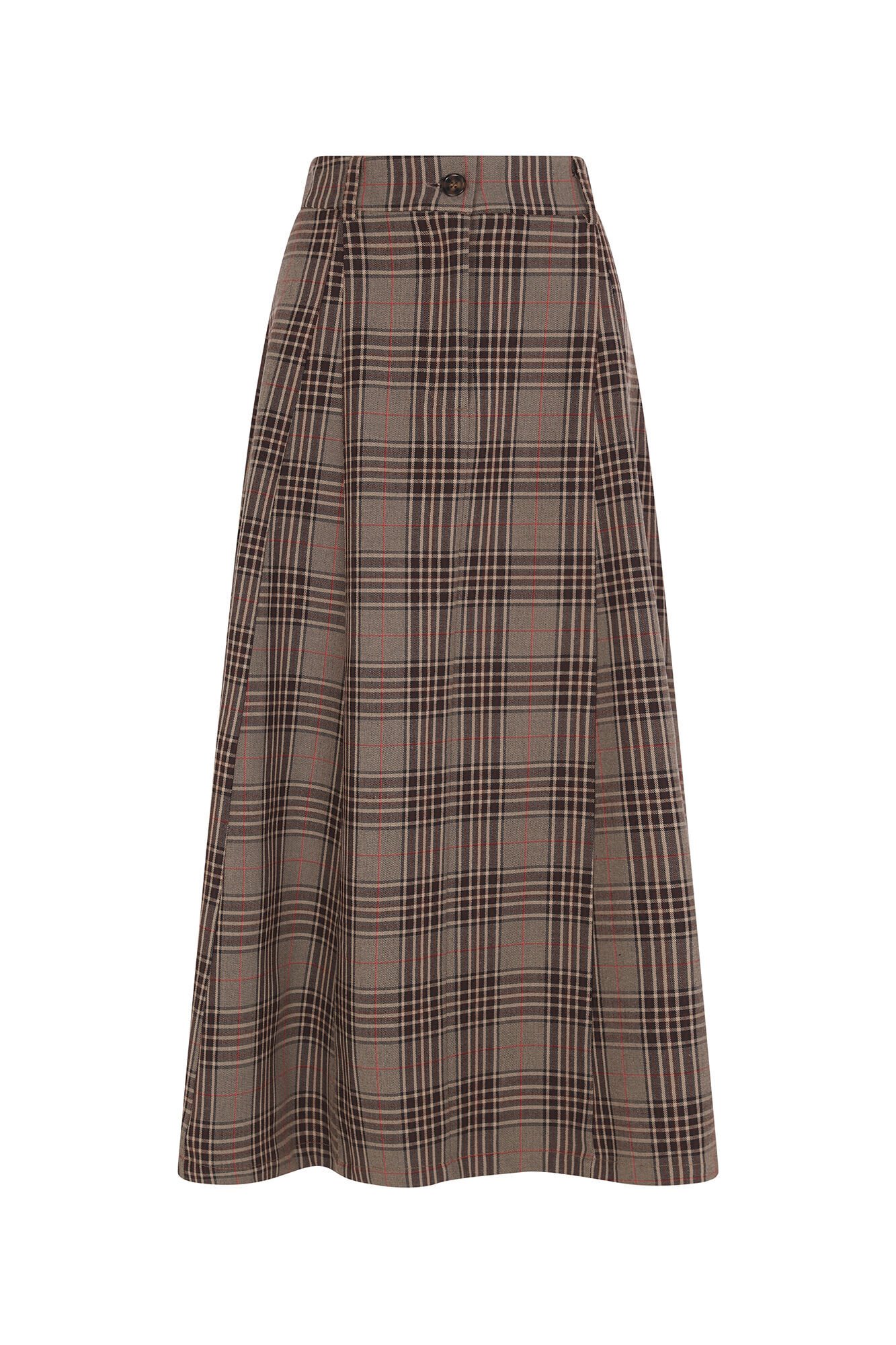 Cortefiel Plaid midi cape skirt Nude