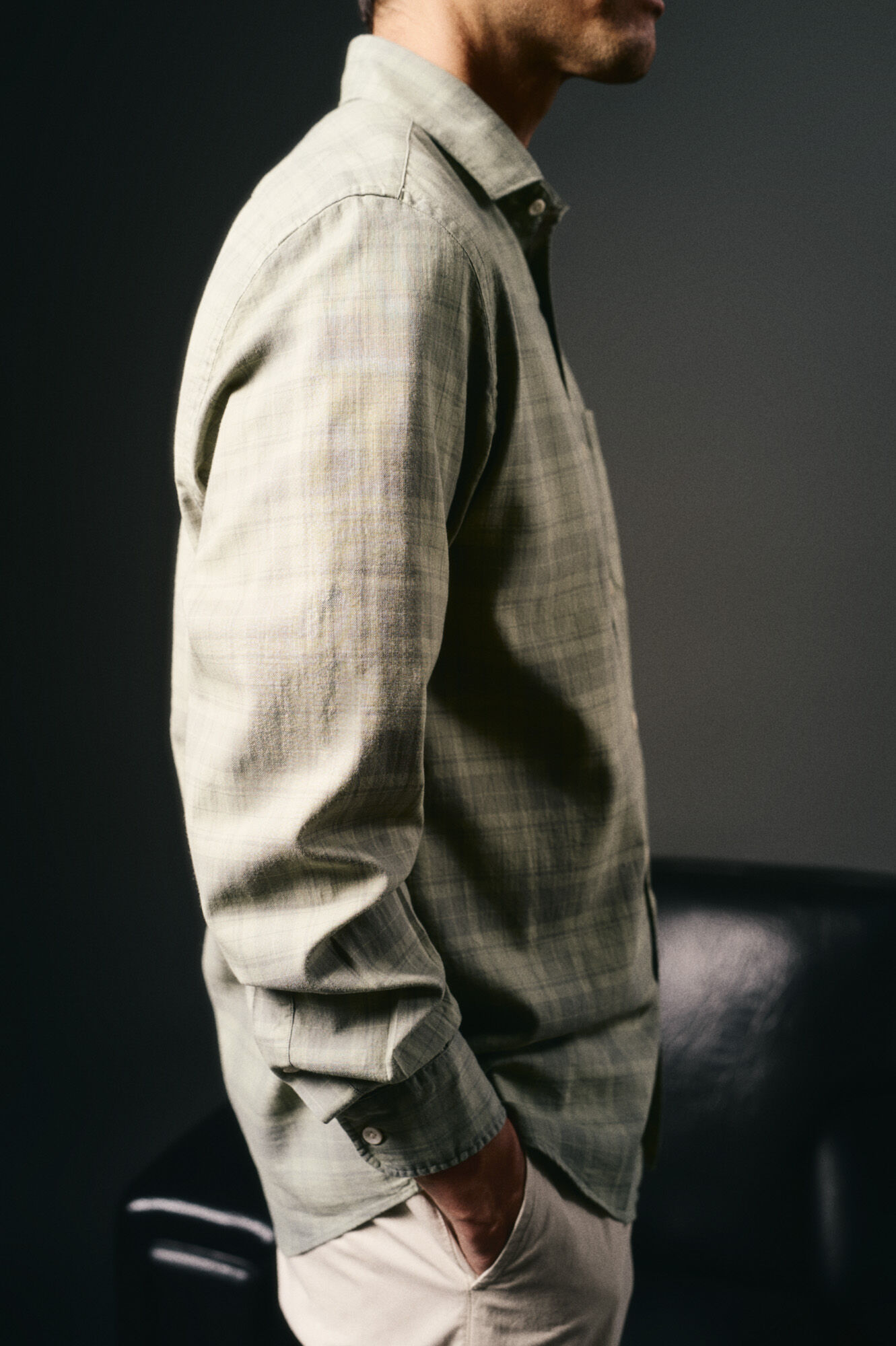 OOTO Camisa xadrez tingida Verde