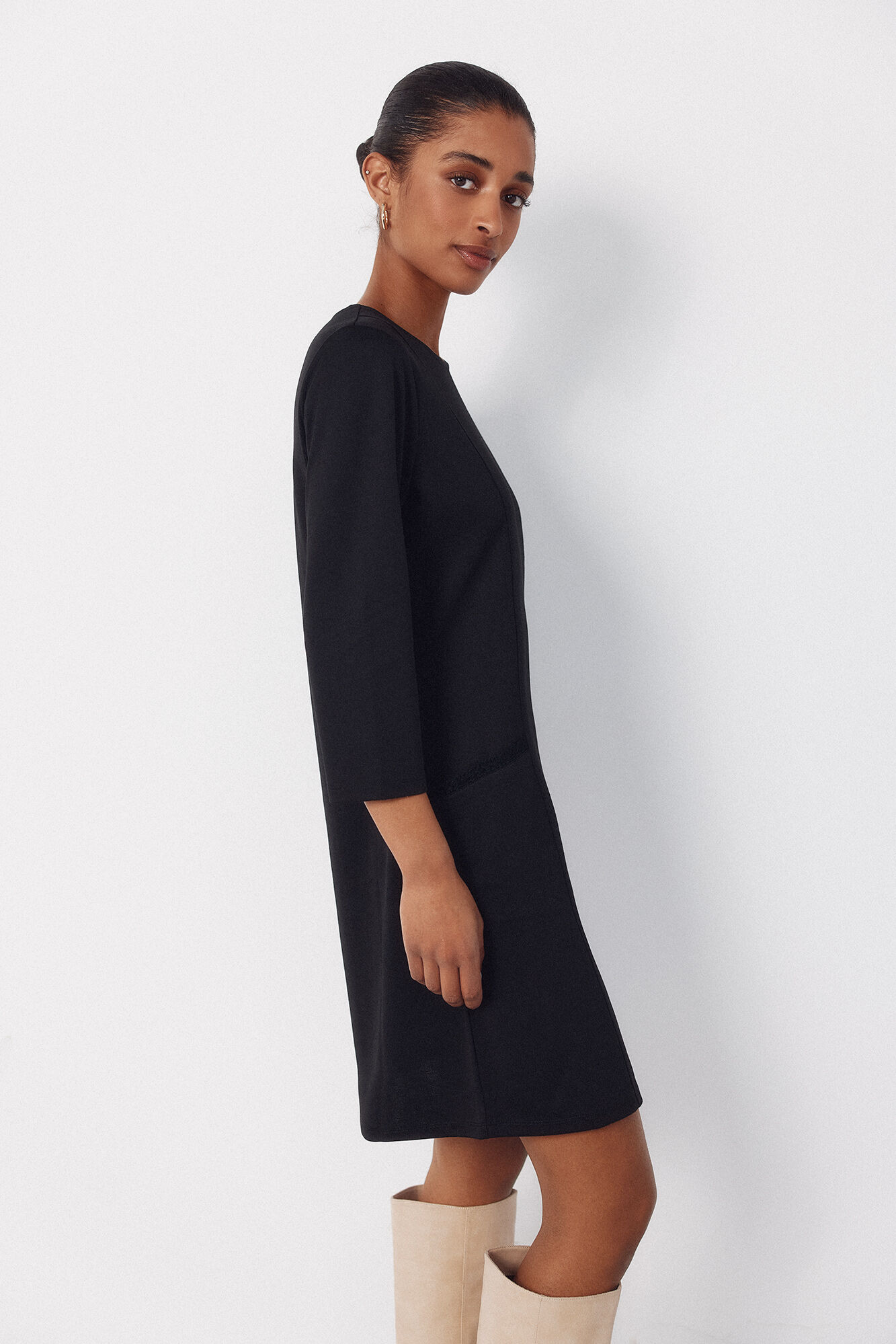 Cortefiel Short tweed dress Black