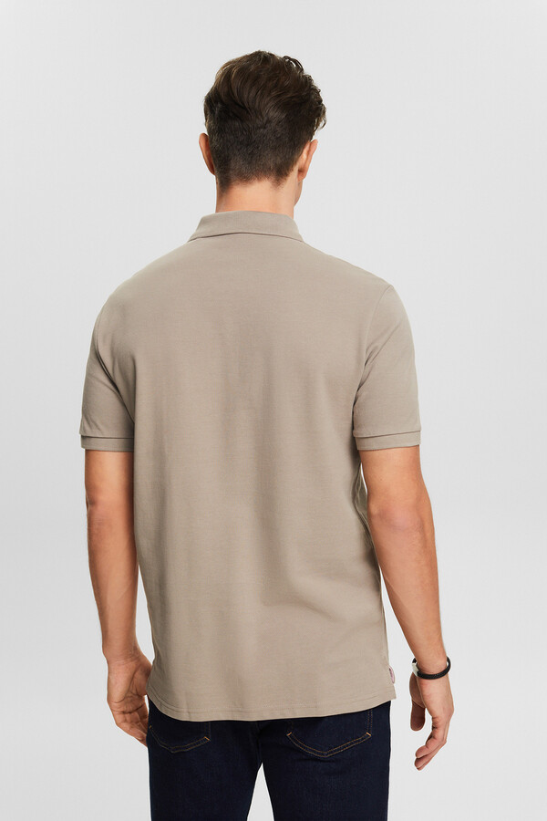 Cortefiel Slim-fit cotton piqué polo shirt with short sleeves Nude