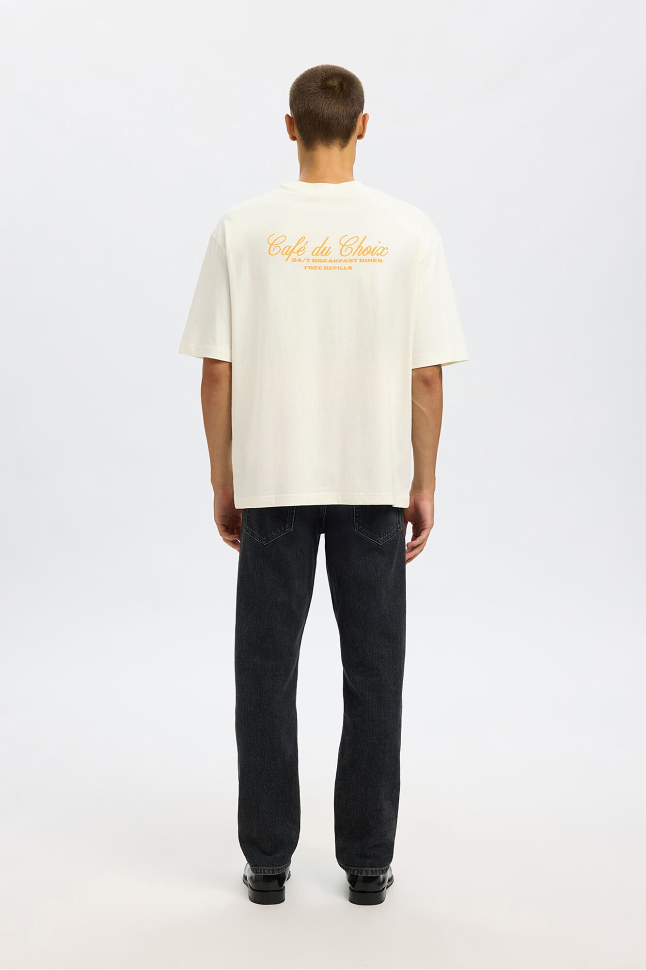 Selected Camiseta de manga curta com estampa 100% algod&atilde;o org&acirc;nico Branco