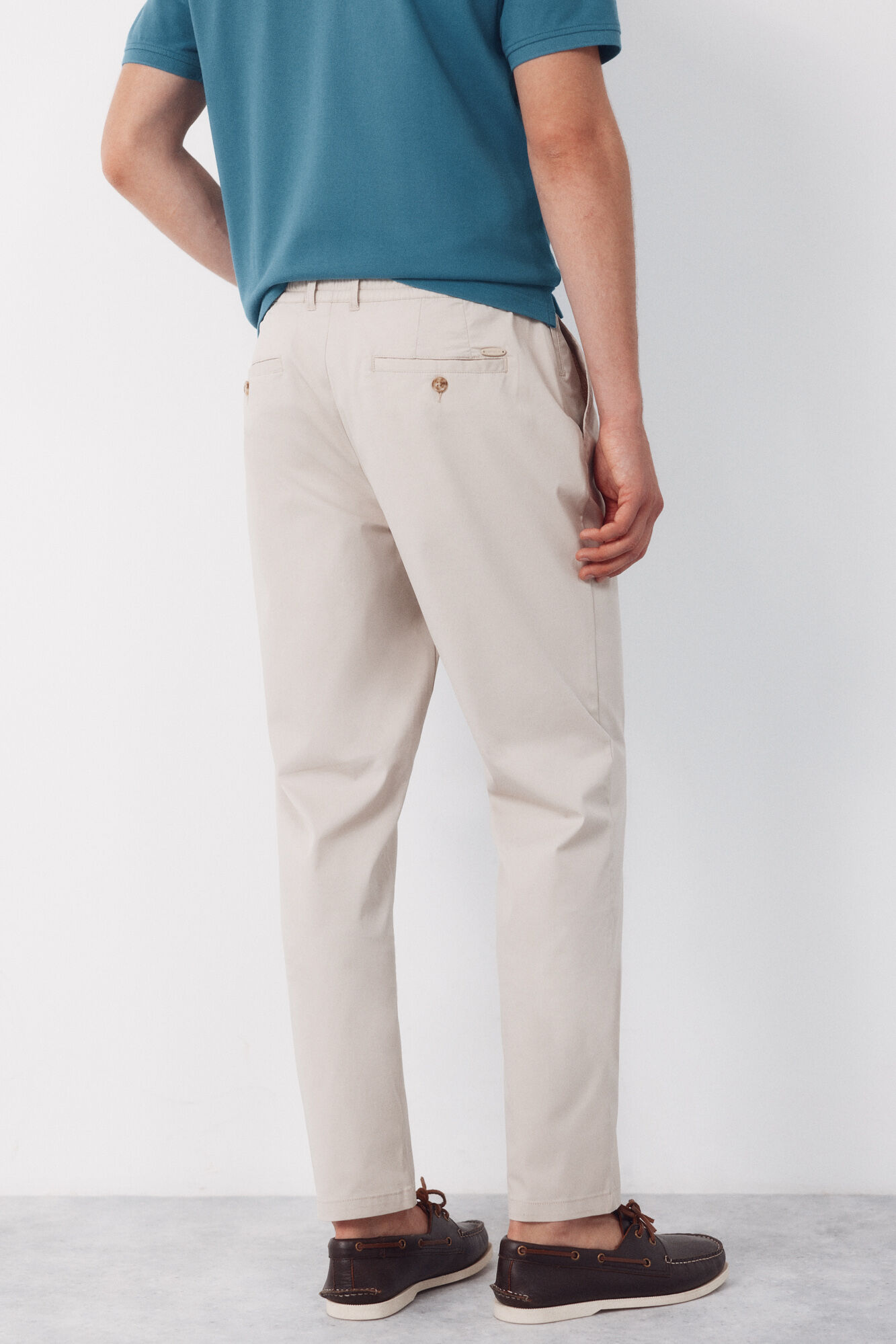 Cortefiel Technical chinos trousers with tapered laces Beige