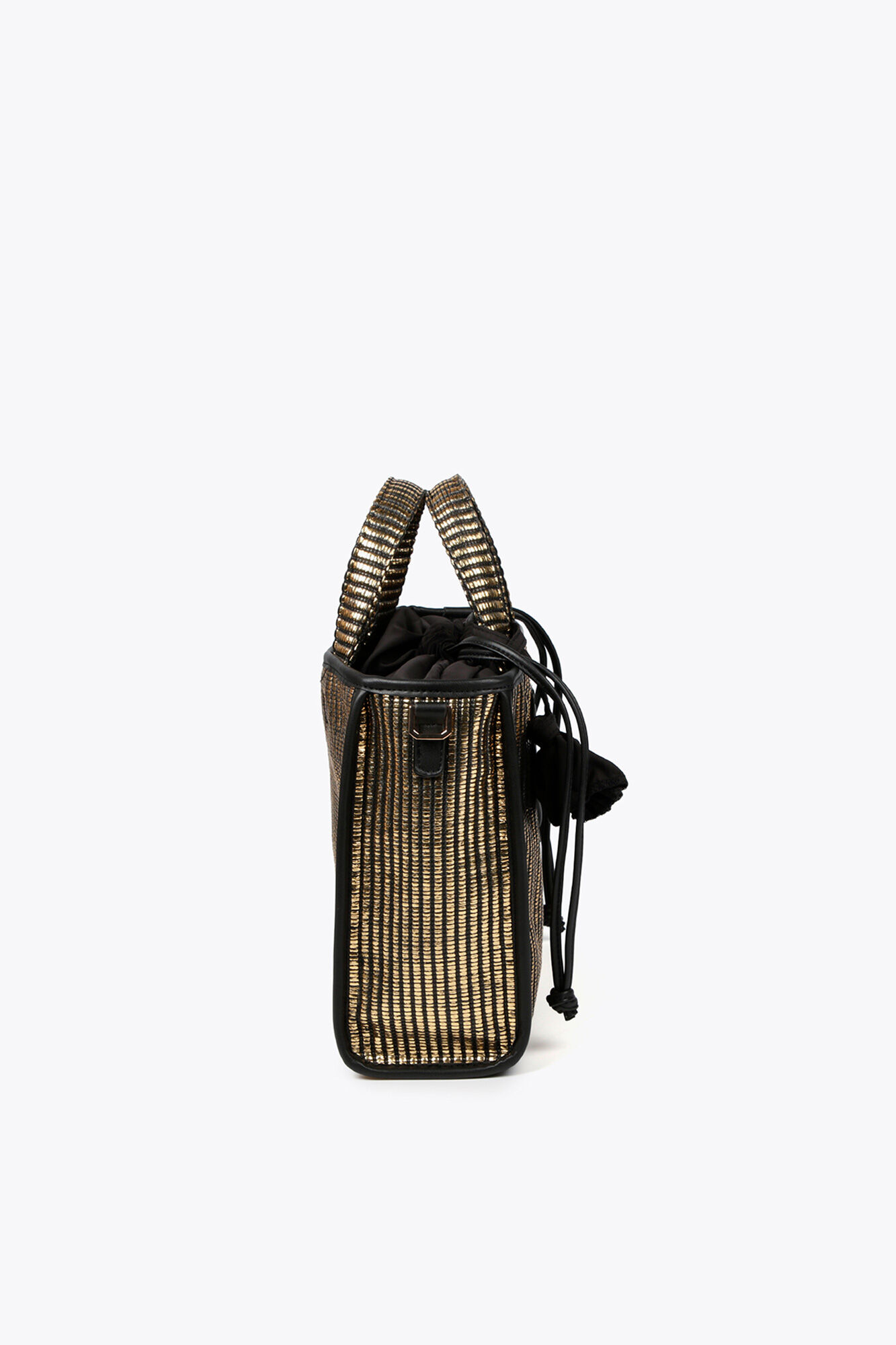 Lola Casademunt Small metallic raffia effect basket Black