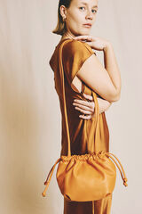 Zubi Bolsa bucket de pele Laranja