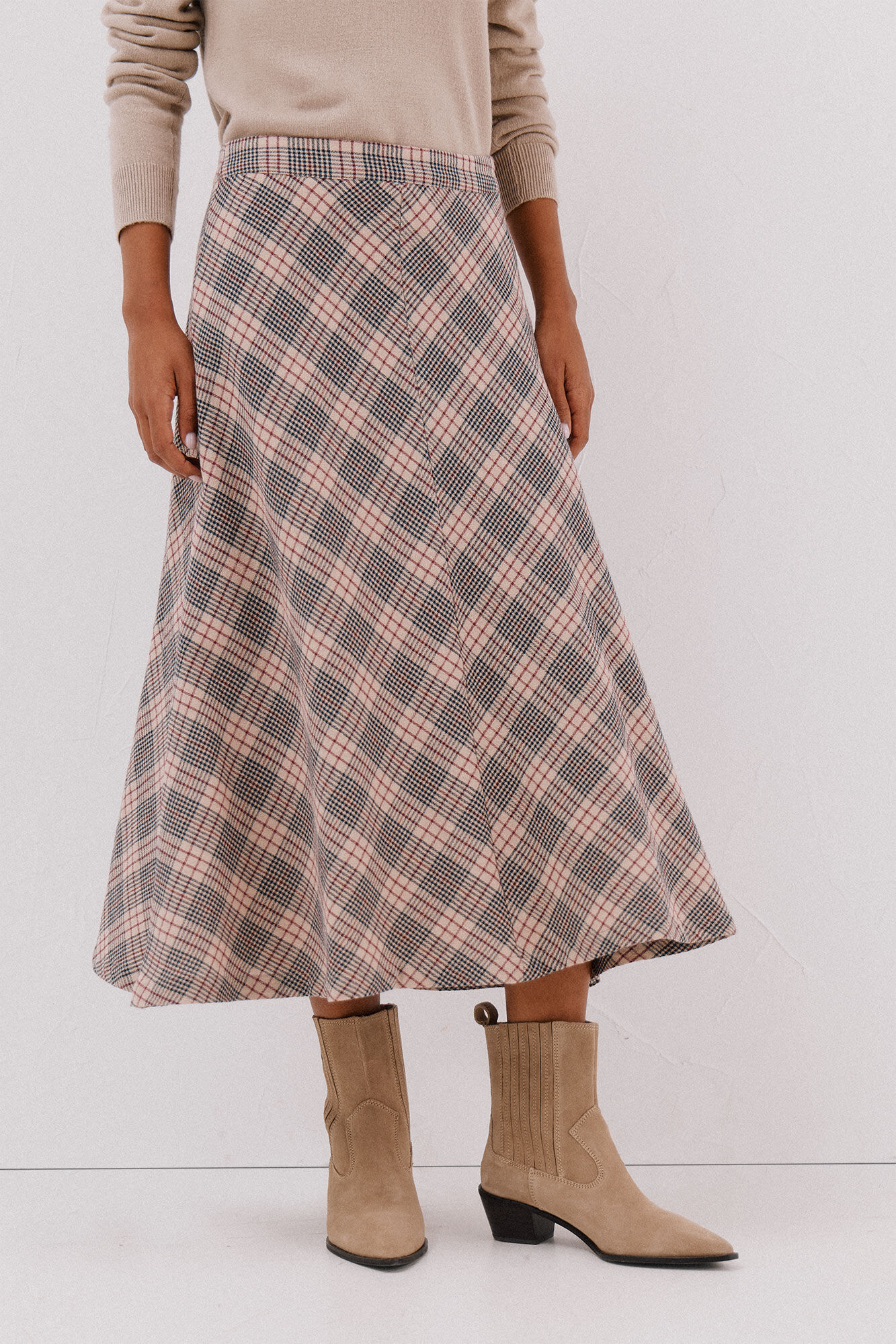 Cortefiel Checkered cape skirt