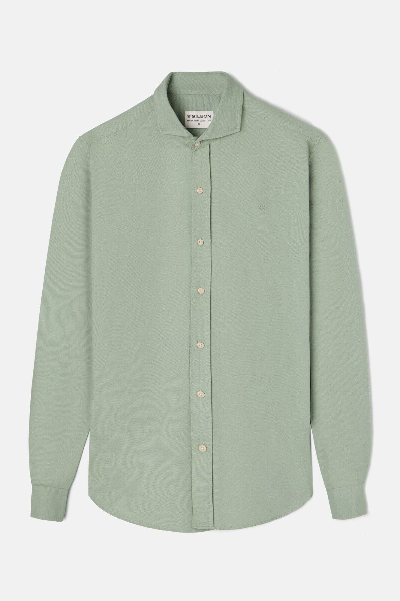 Silbon Plain micropique sport shirt Green