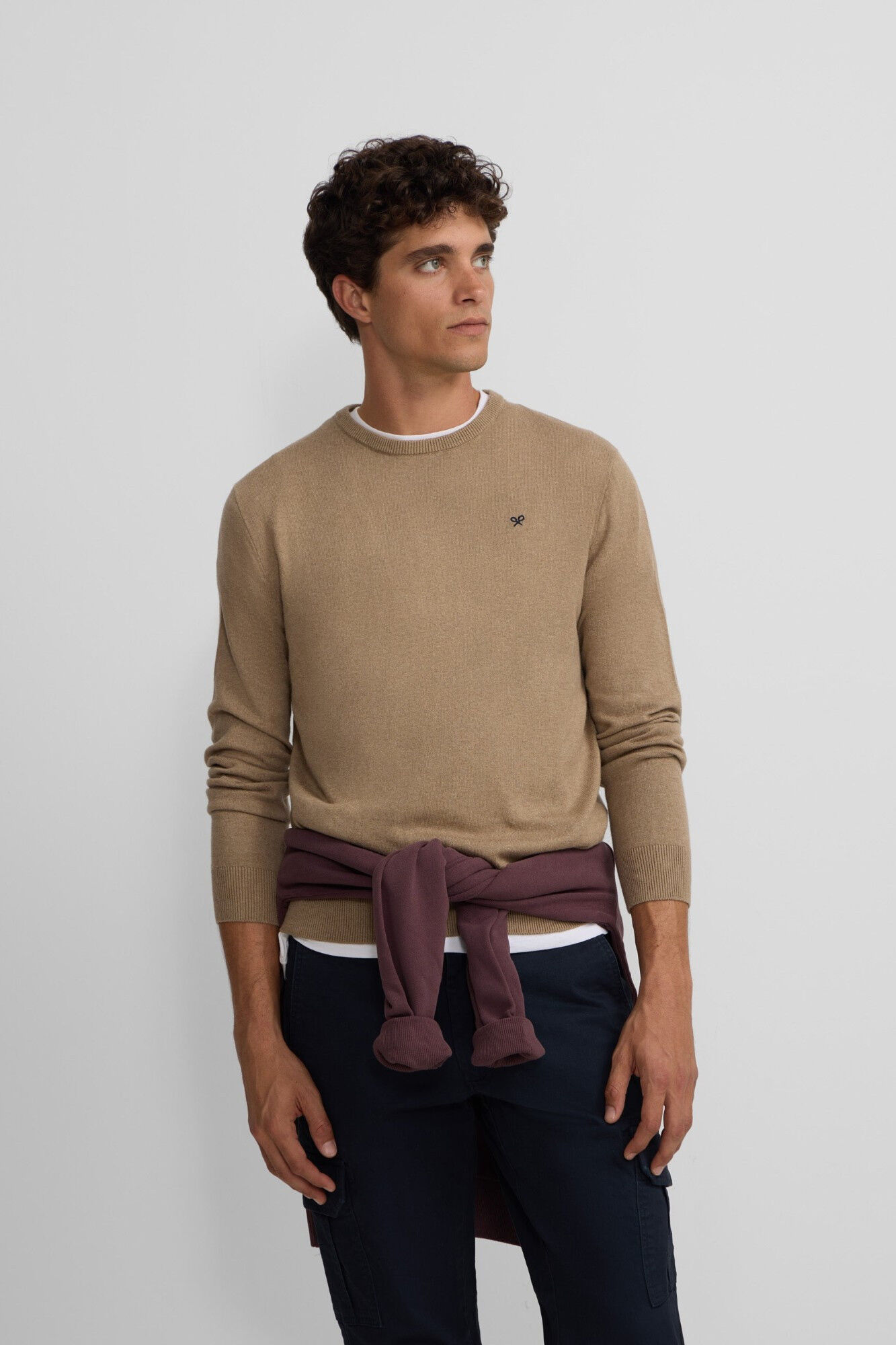 Silbon Camisola cl&aacute;ssico de gola redonda Tostado