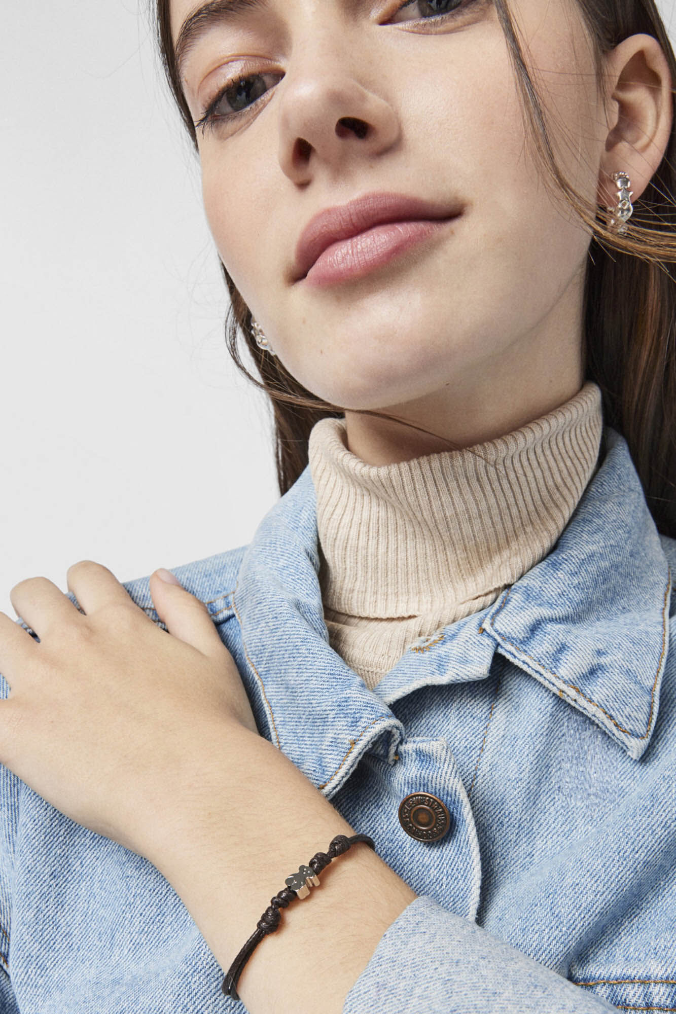 Tous Pulsera de acero y cord&oacute;n marr&oacute;n Marr&oacute;n oscuro