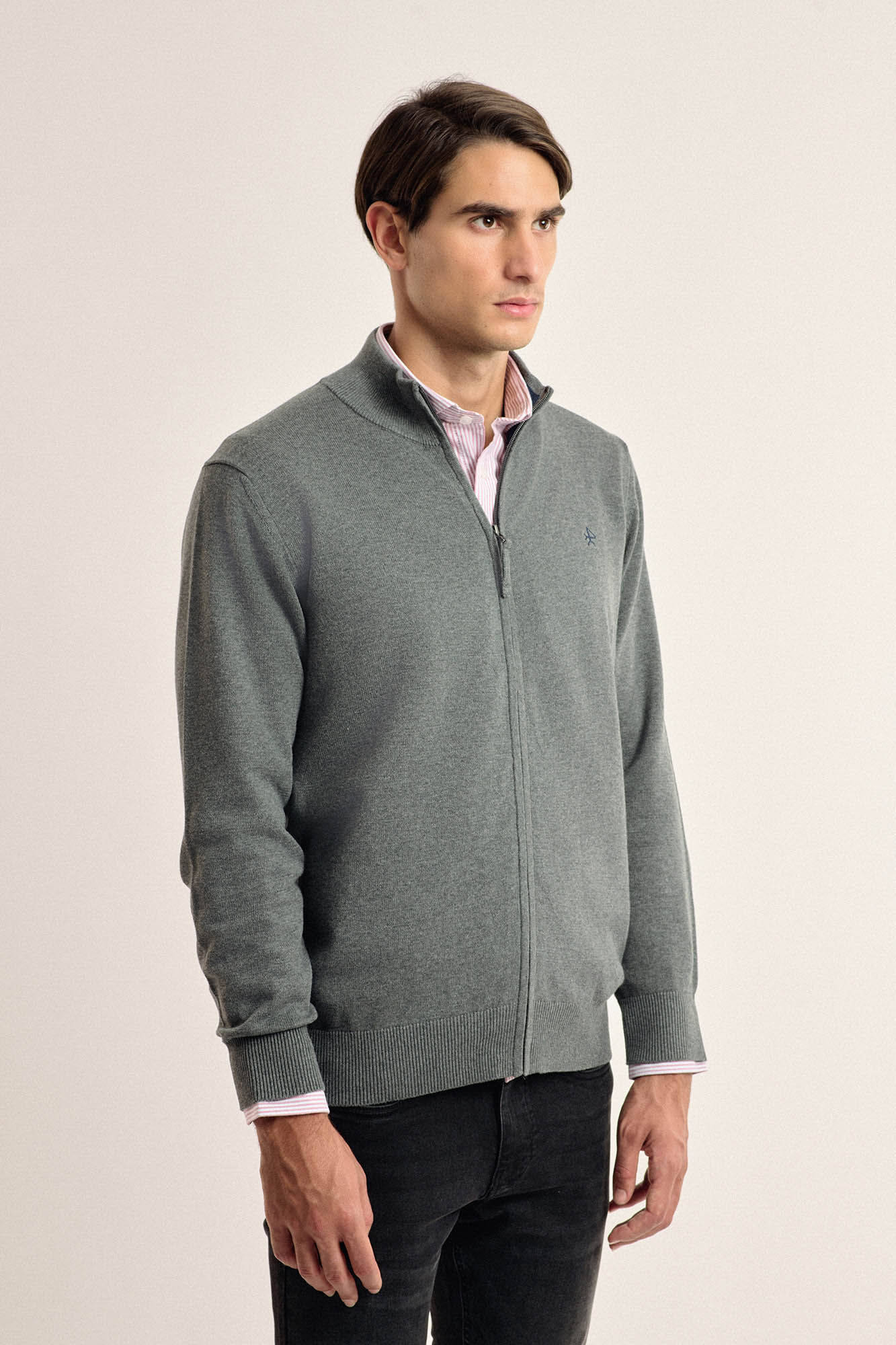 Valecuatro Cardigan Valecuatro cuello mock color gris Gris