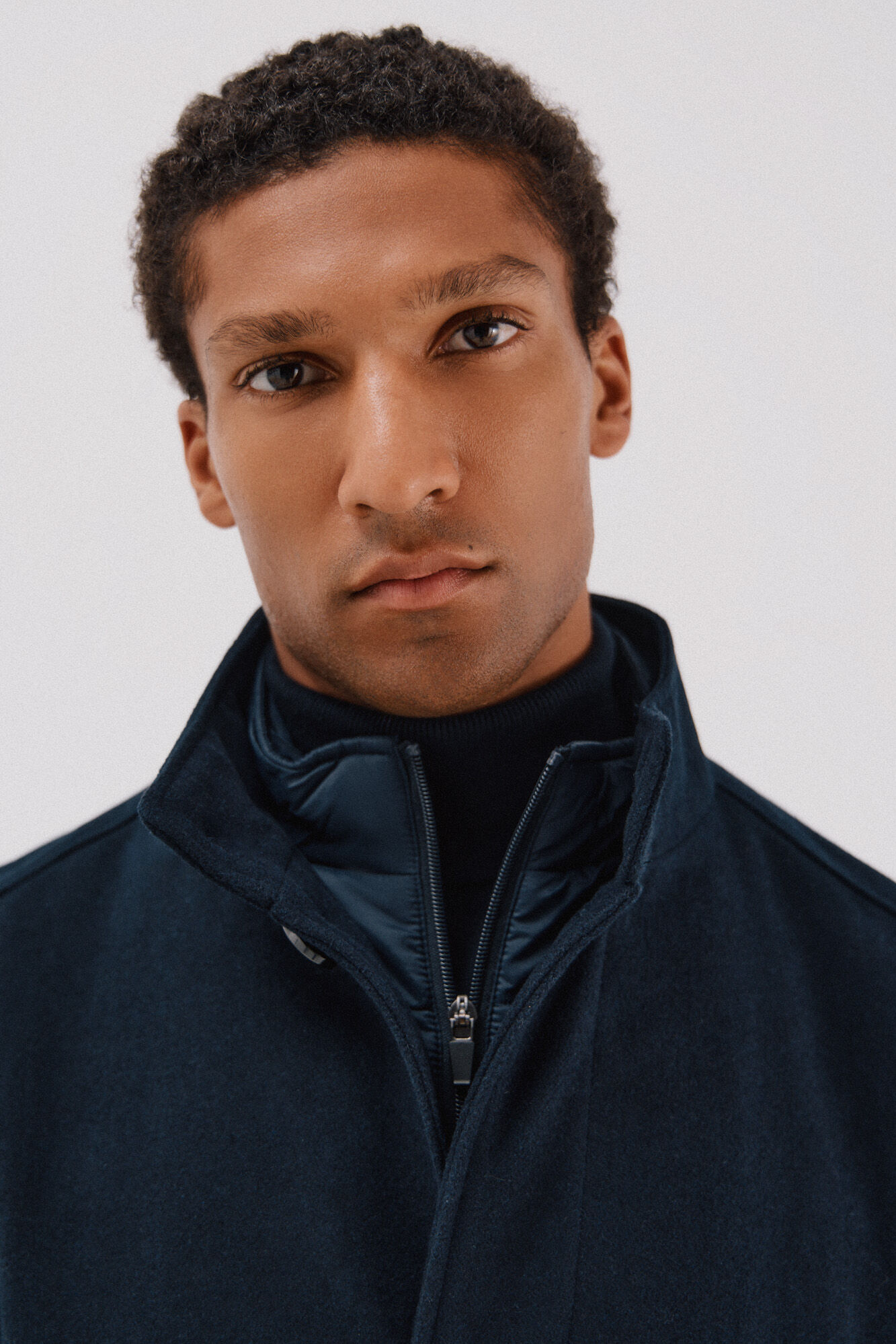 Cortefiel Coat with removable lining stand-up collar Navy