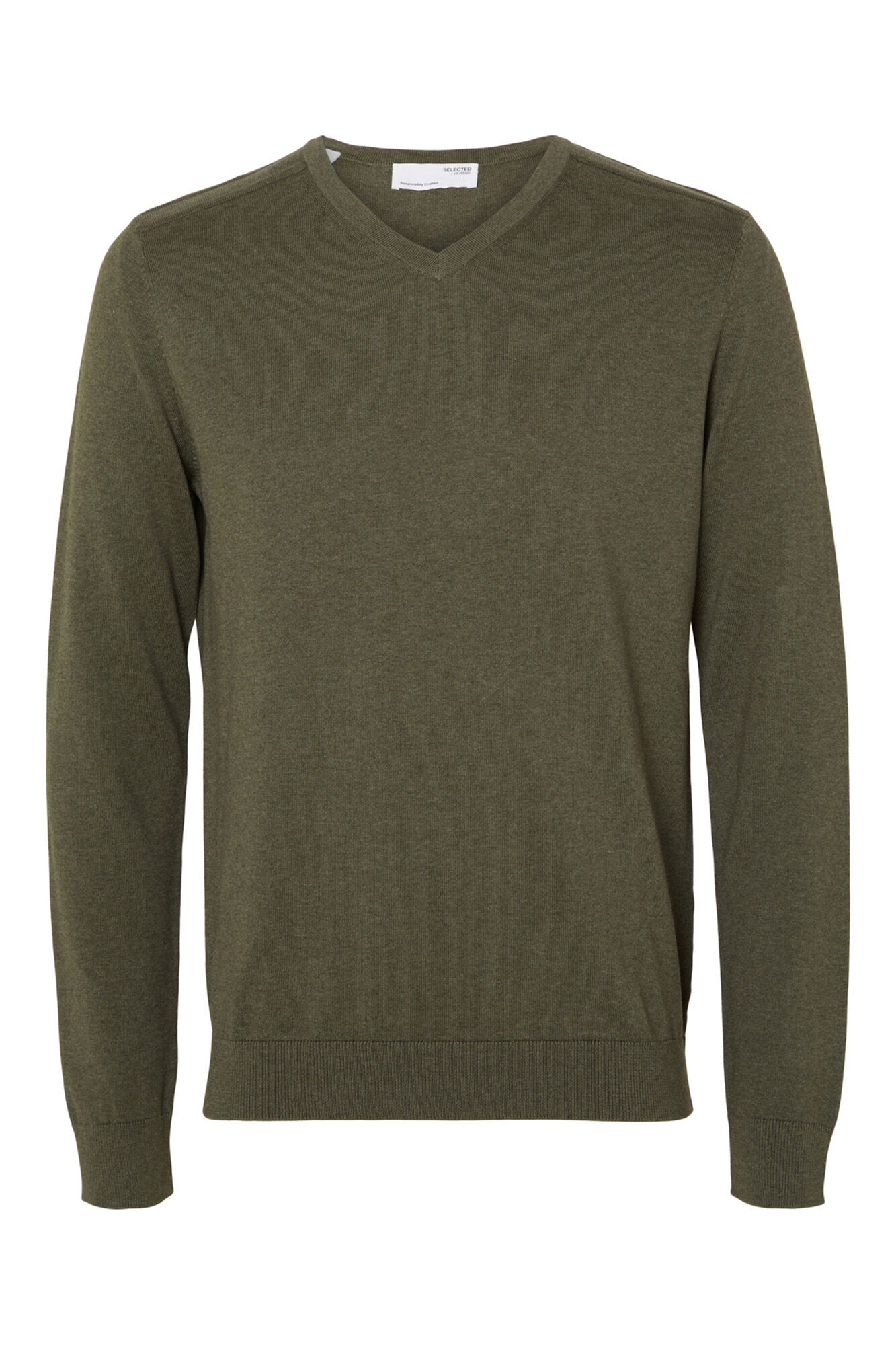 Selected Jersey con cuello de pico 100% algod&oacute;n Verde