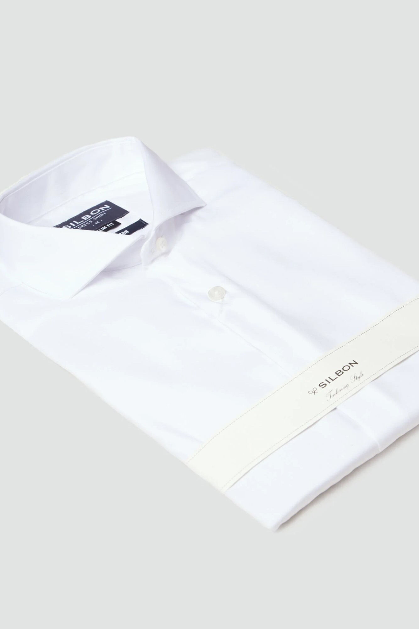 Silbon Camisa de vestir punho simples easy iron Branco