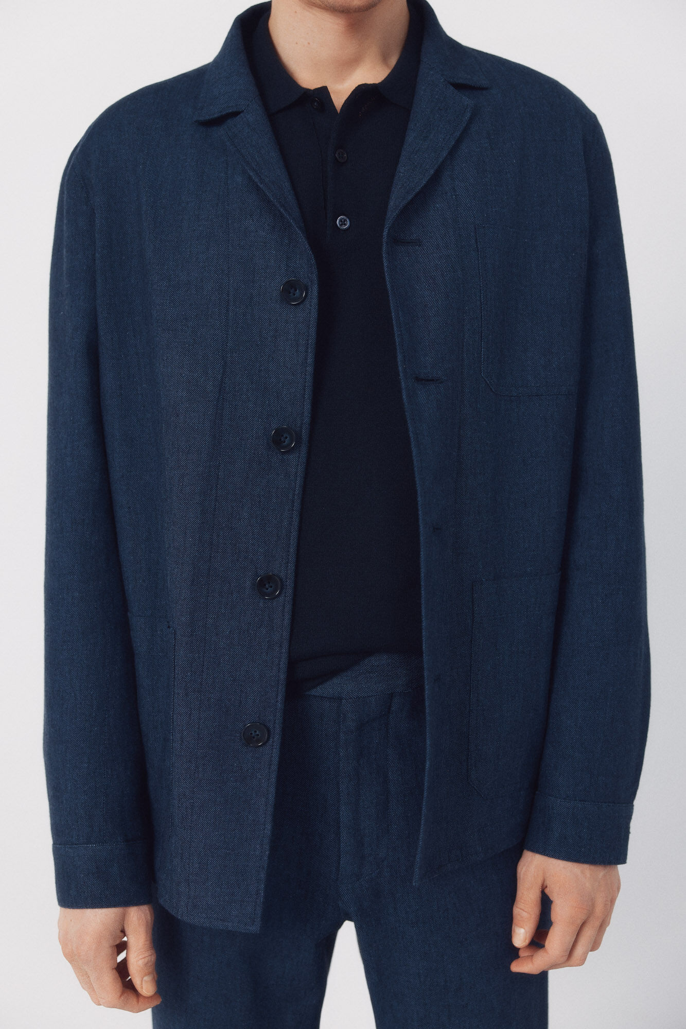 Cortefiel Americana mistura linho coordenada Azul