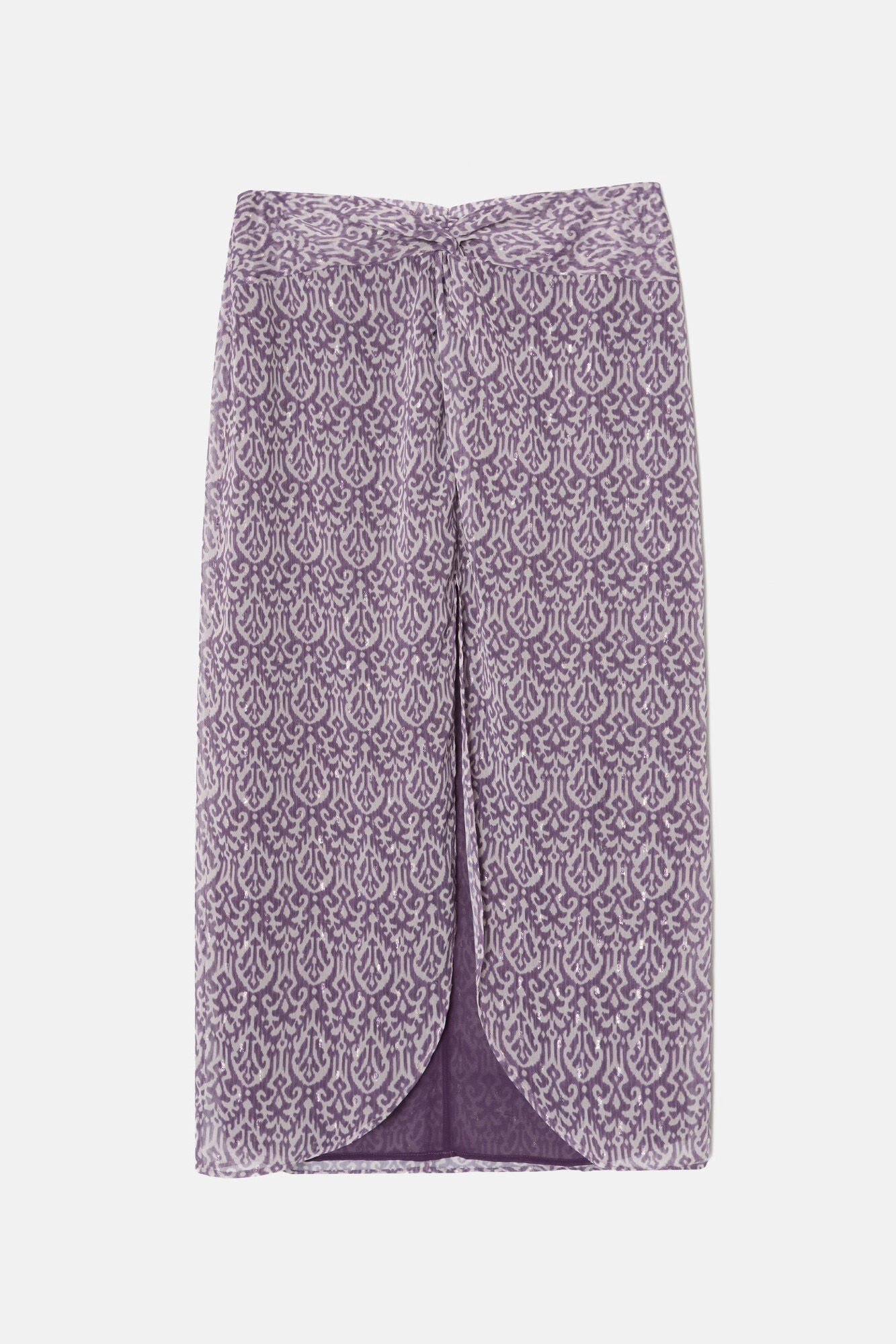 Silbon Saia midi estampado Ikat com abertura Roxo