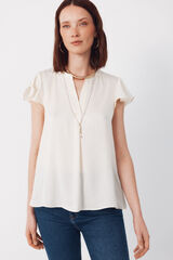 Cortefiel Blusa fluida manga vuelo Beige