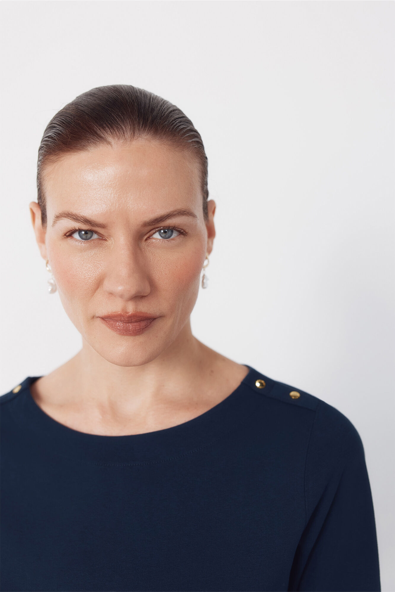 Cortefiel Essential boat neck t-shirt Navy