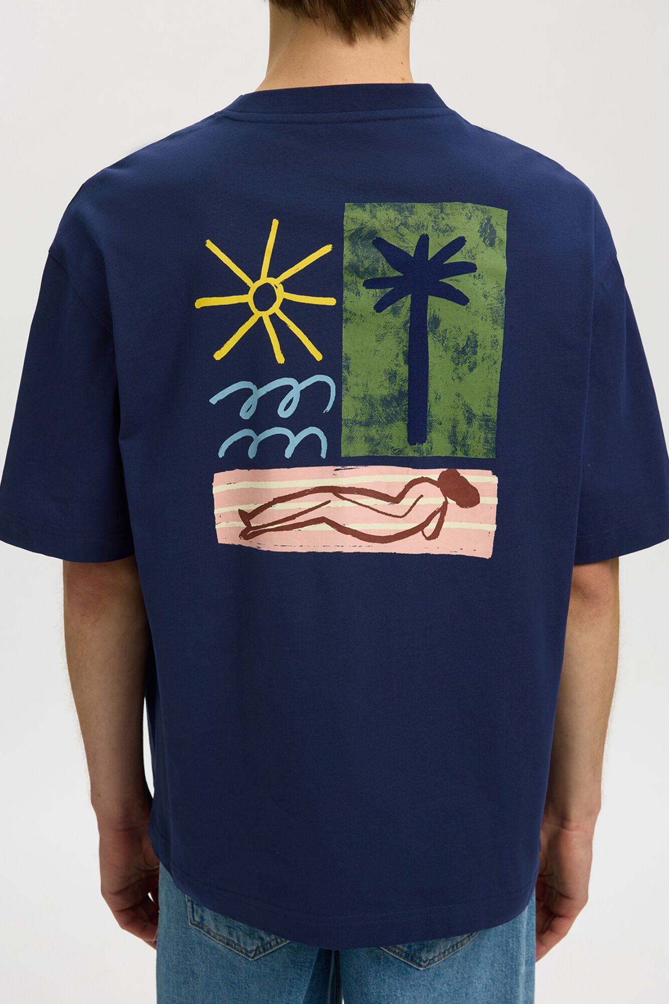 Selected Relaxed short-sleeved T-shirt Navy