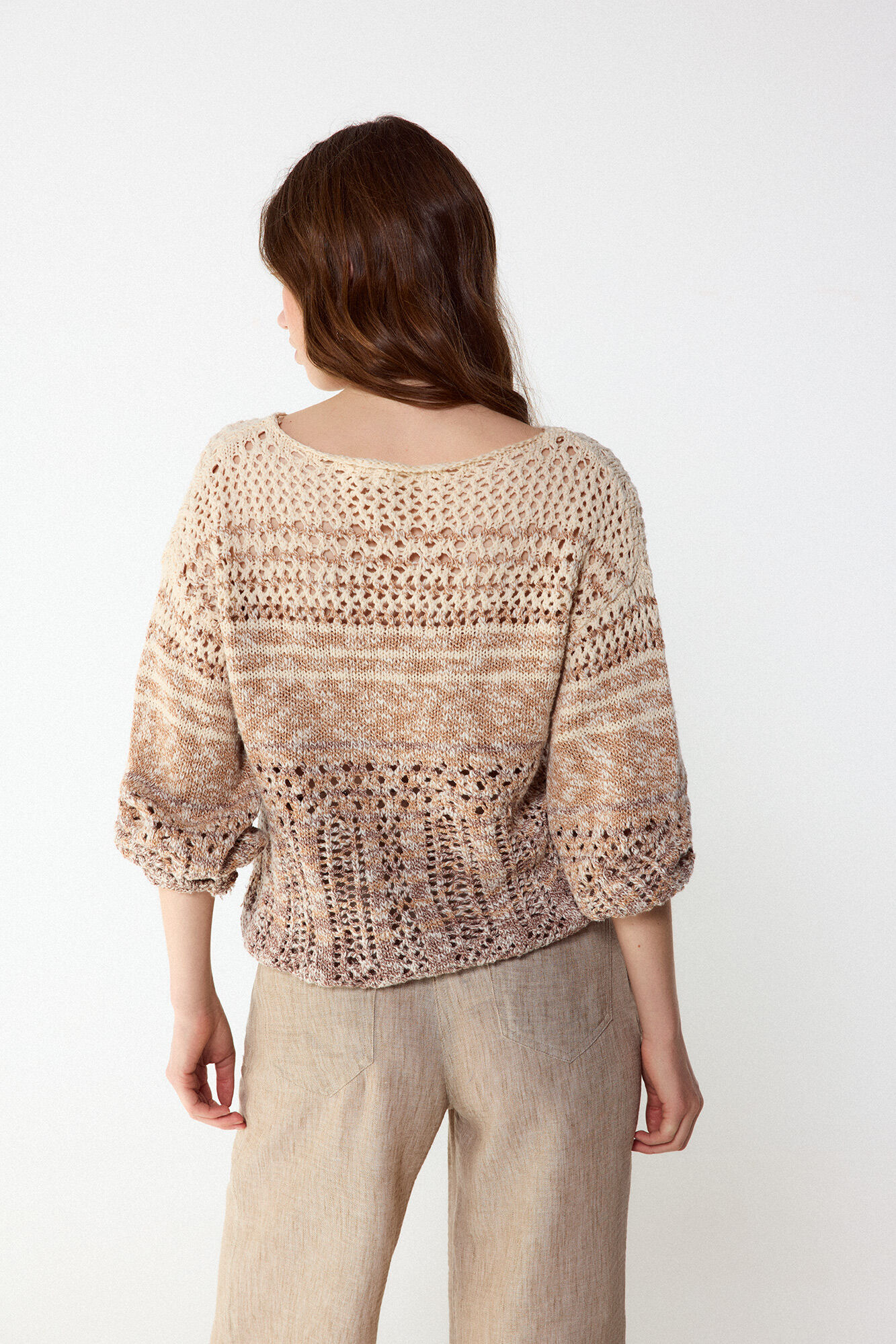 Slowlove Camisola de malha rendada Castanho