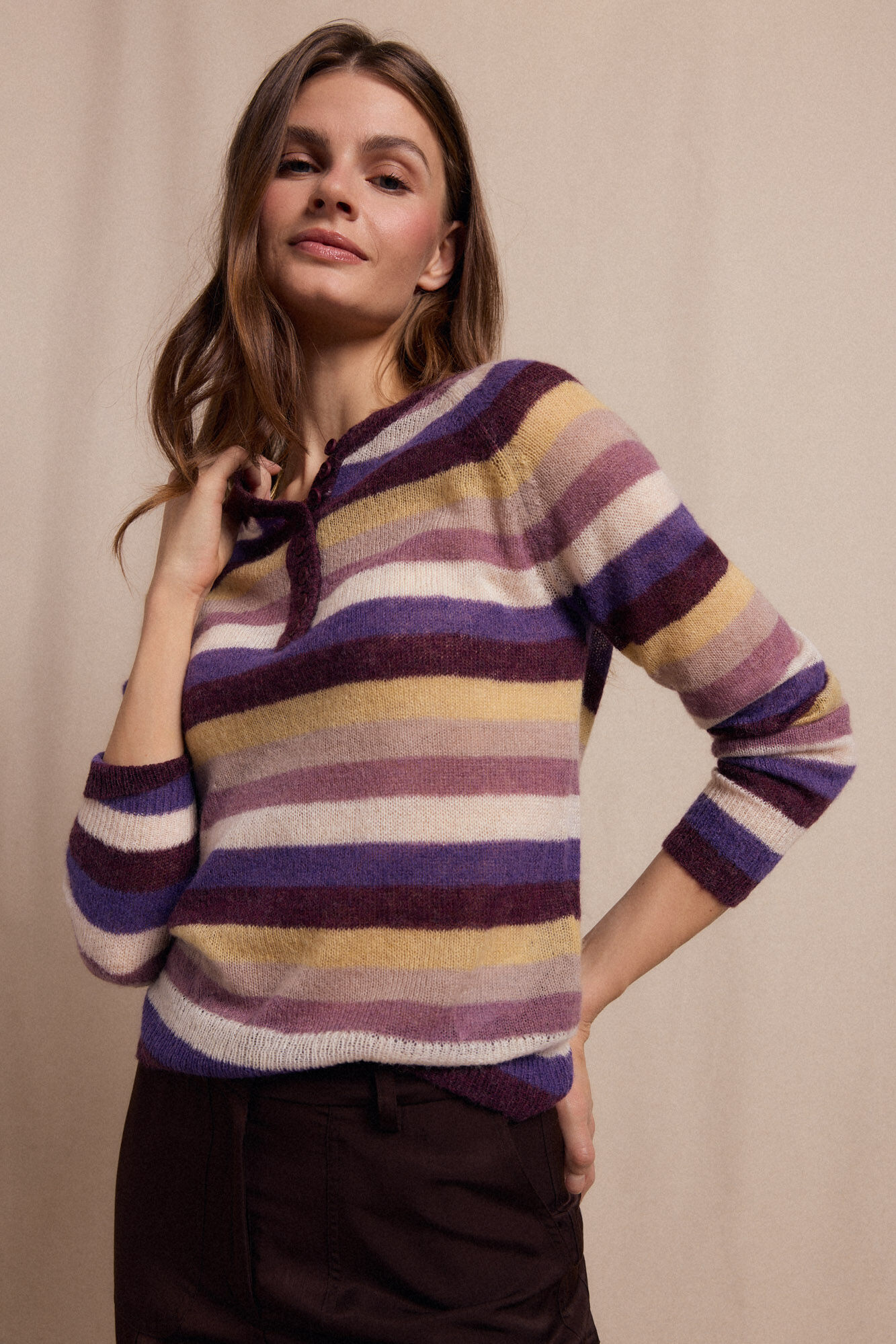 Slowlove Jersey botones rayas