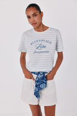 Cortefiel Striped print T-shirt Printed blue